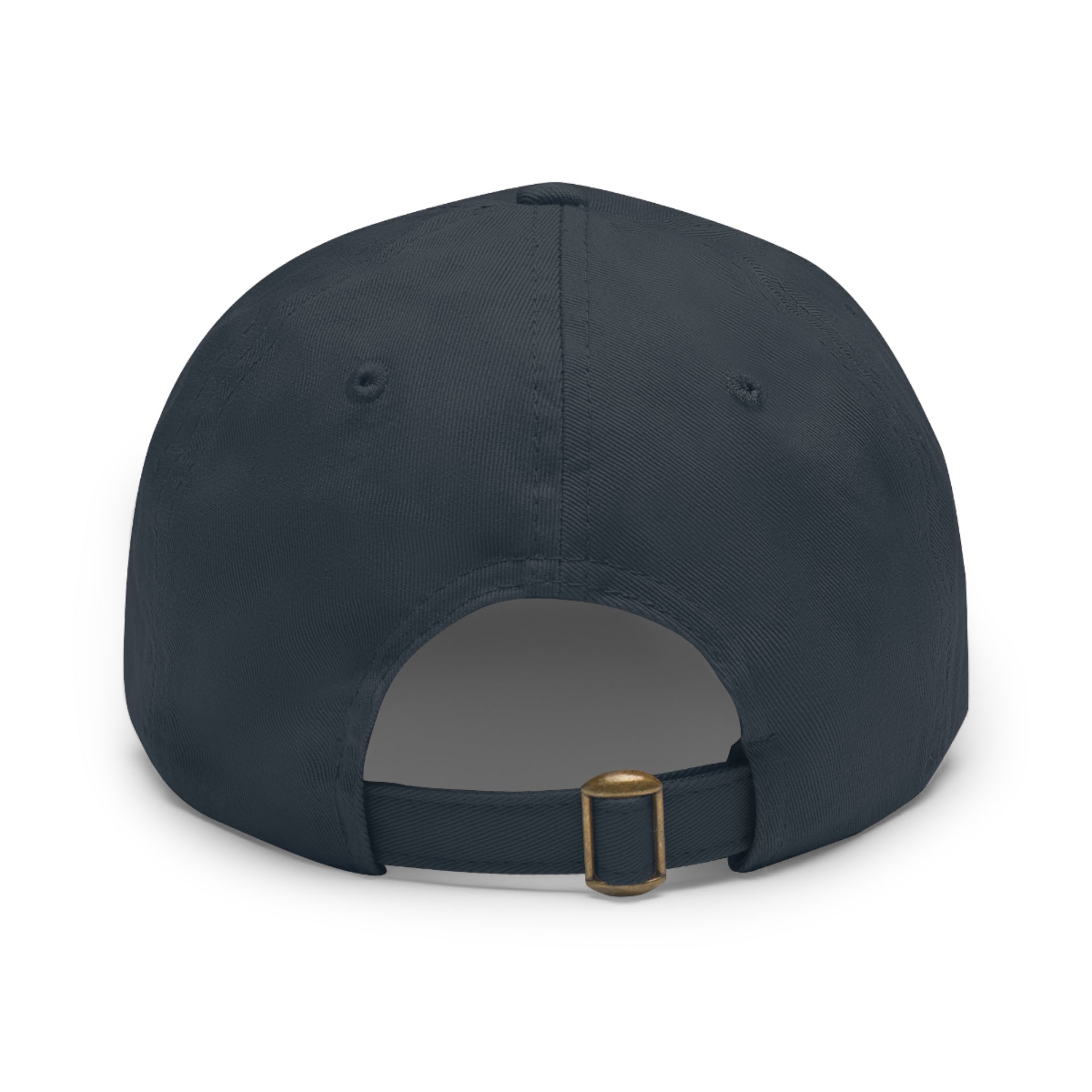 Embroidered Round Leather Patch Dad Hat — Minimal Logo Baseball Cap