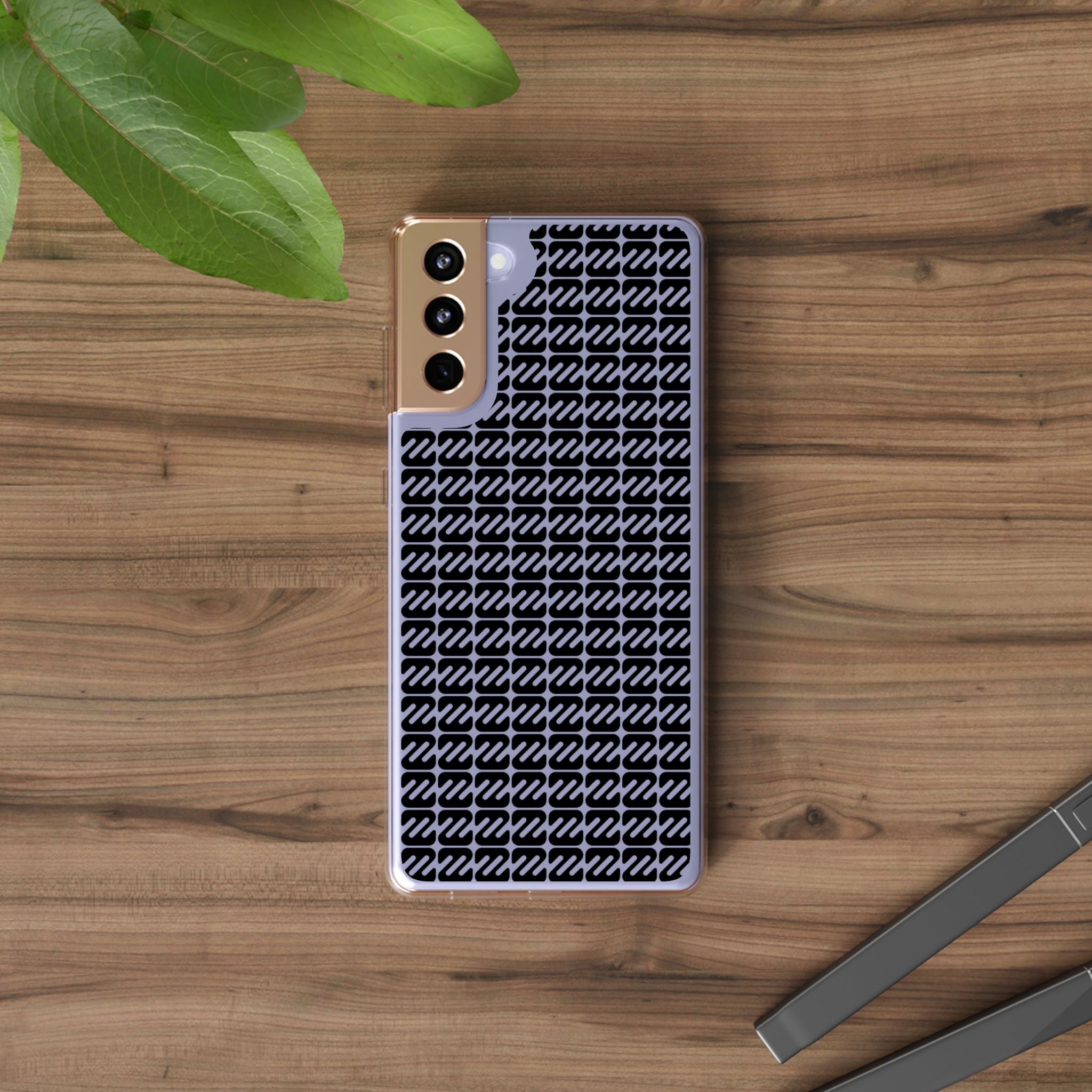 Clear Phone Case — Black Monogram Pattern Clear Case