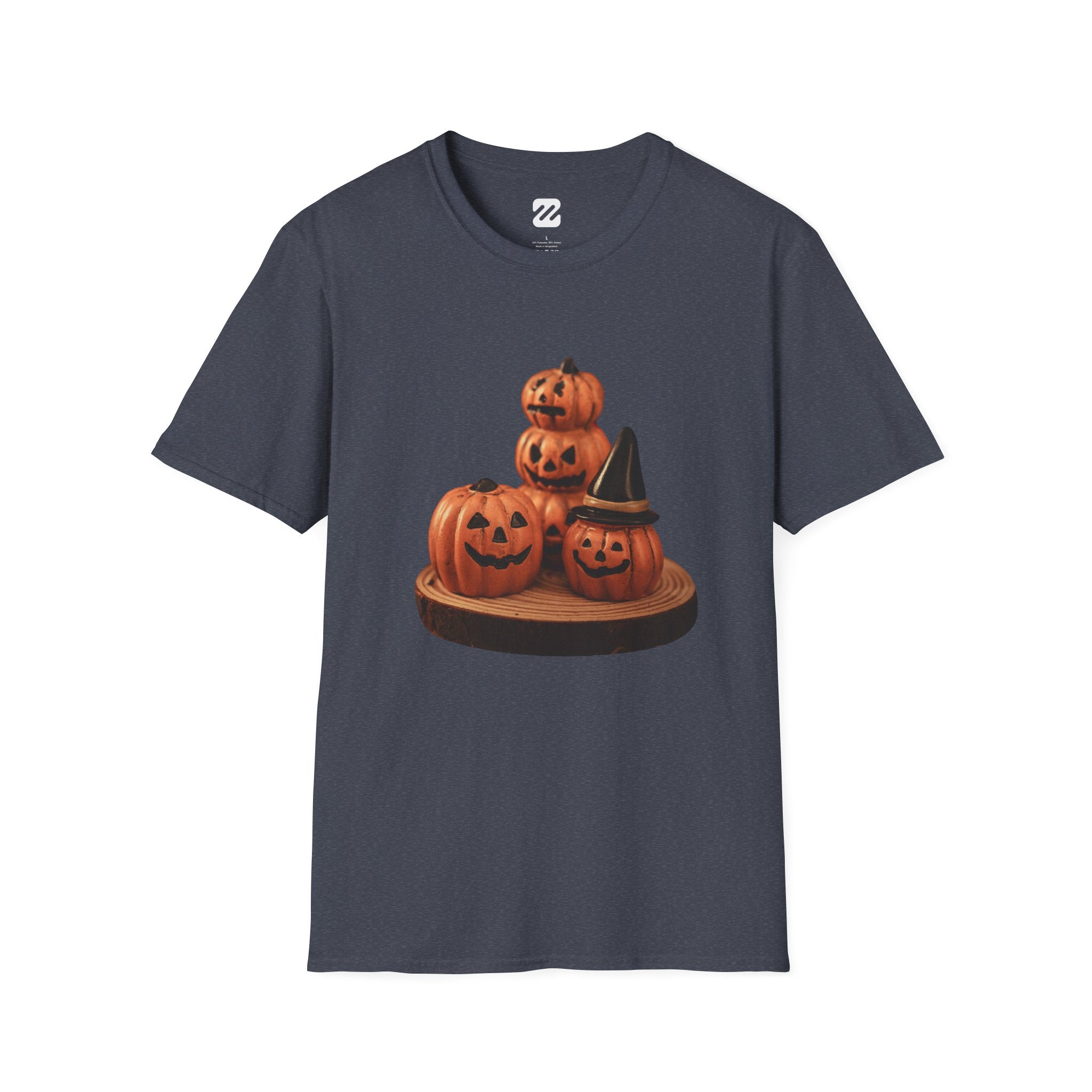 Halloween Pumpkin Stack T-Shirt — Jack-O'-Lantern Trio Graphic Tee