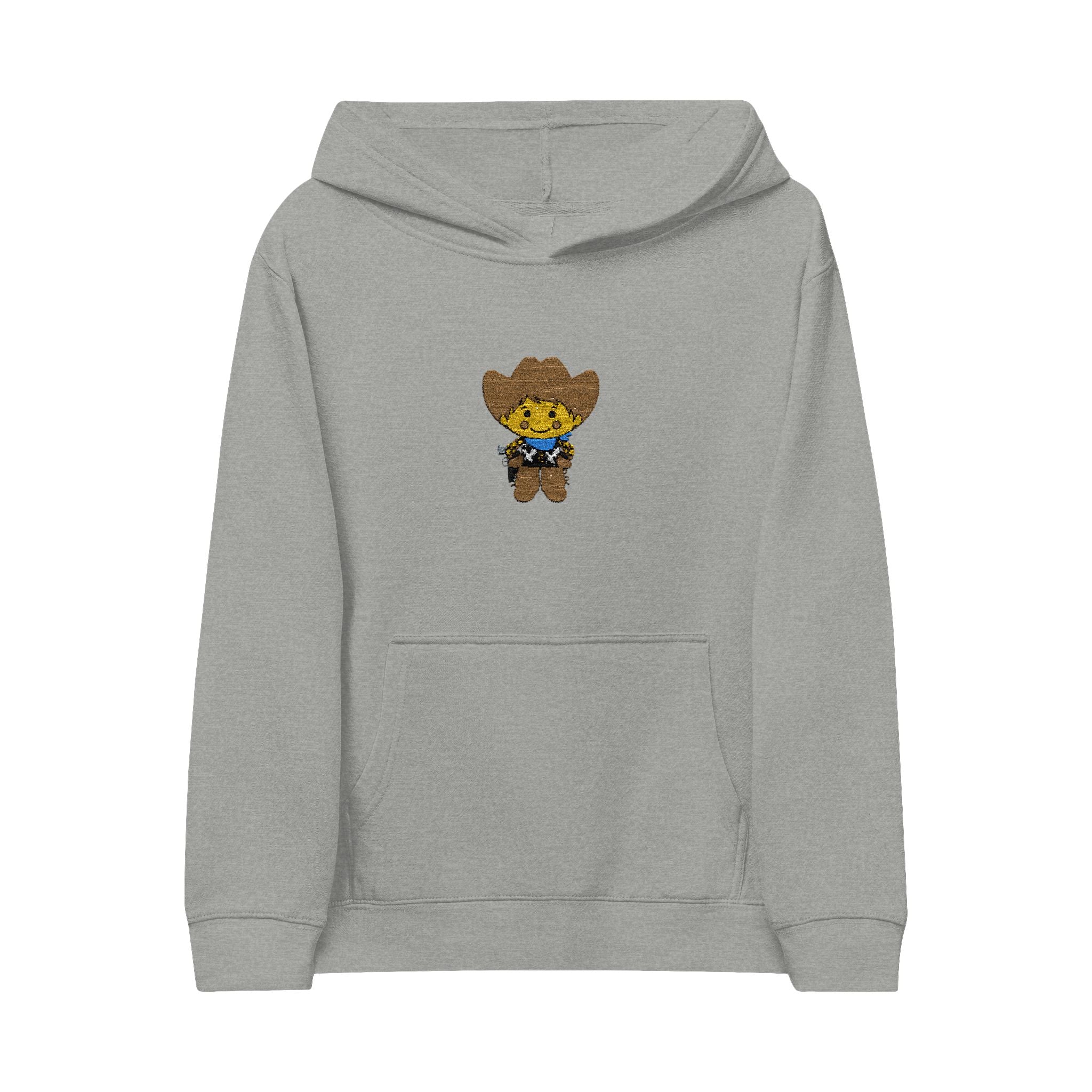 Kids Hoodie with Embroidered Cowboy Bear – Cute Western Fleece Pullover