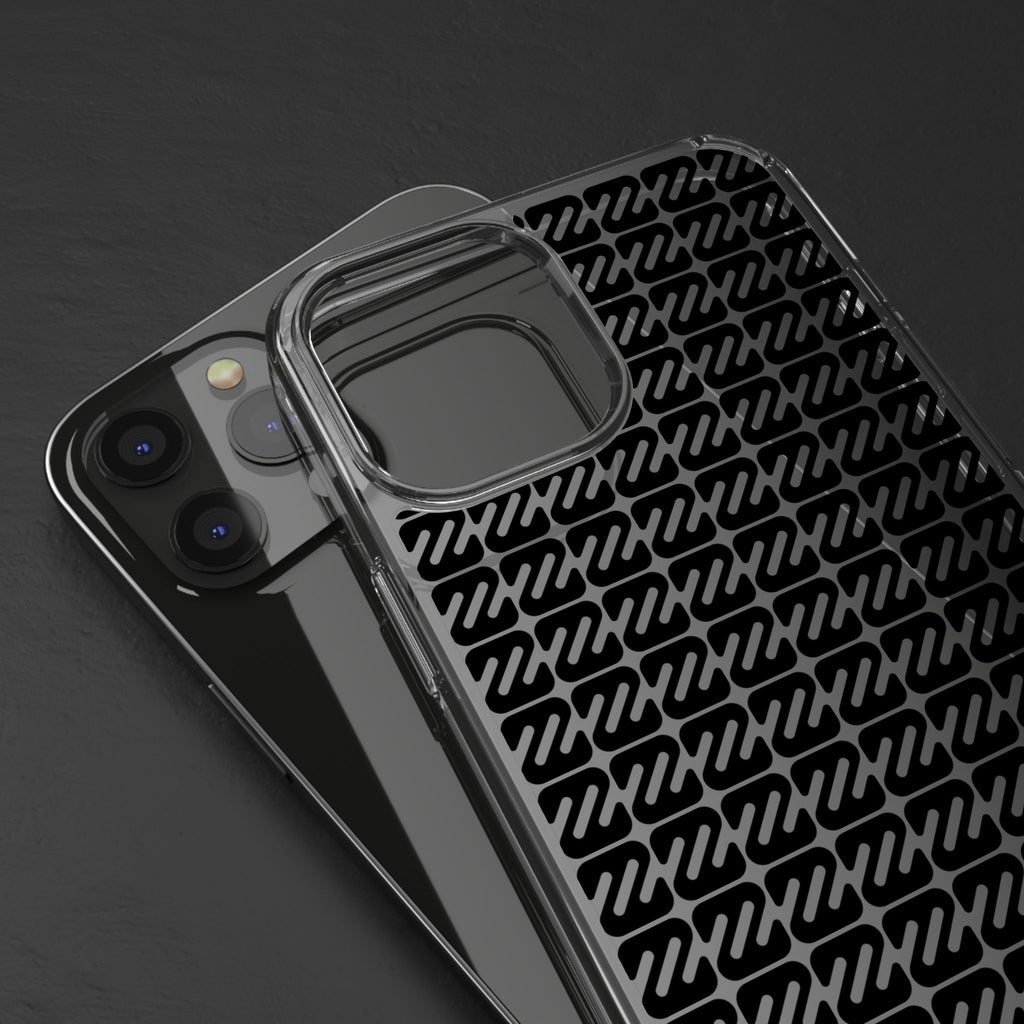 Clear Phone Case — Black Monogram Pattern Clear Case
