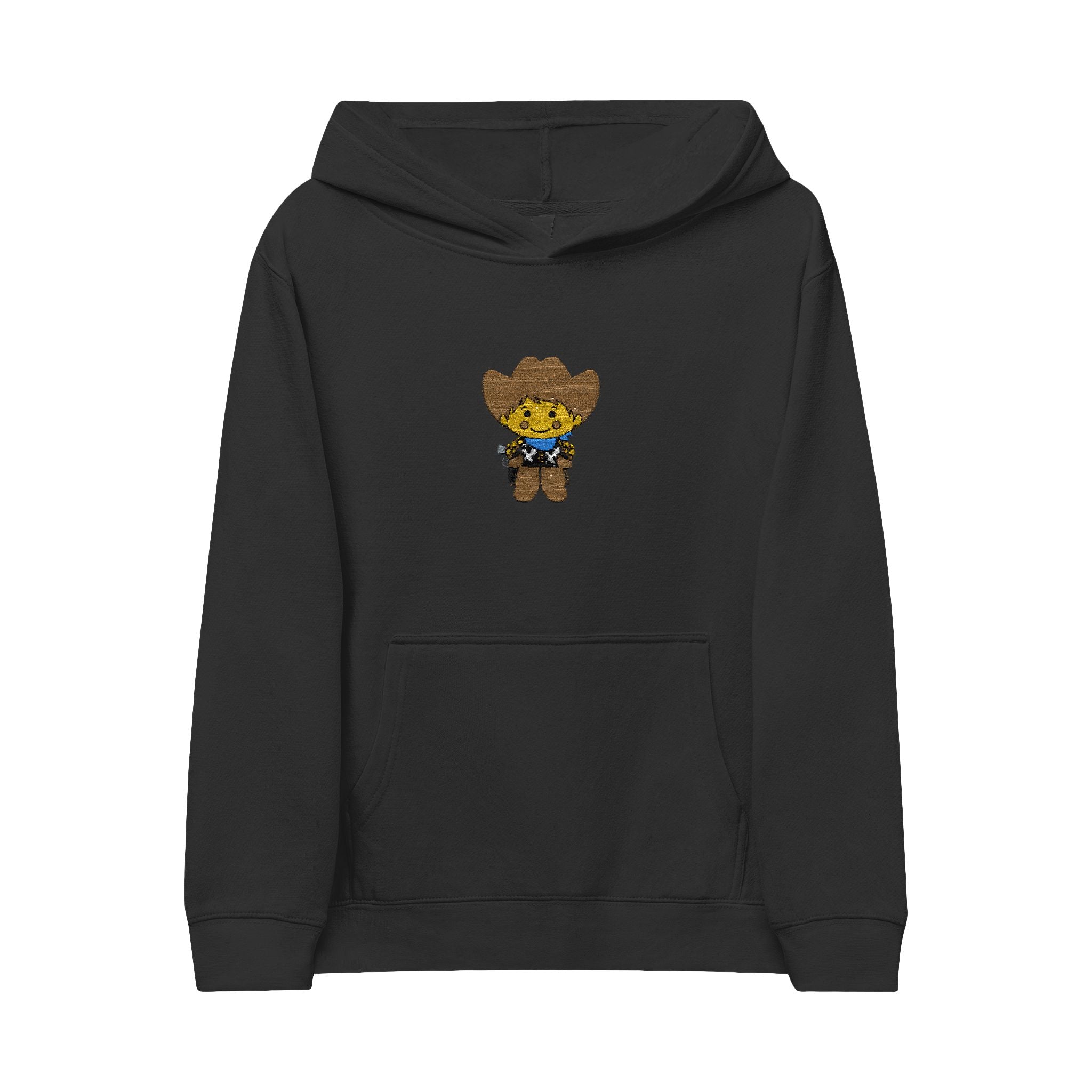 Kids Hoodie with Embroidered Cowboy Bear – Cute Western Fleece Pullover