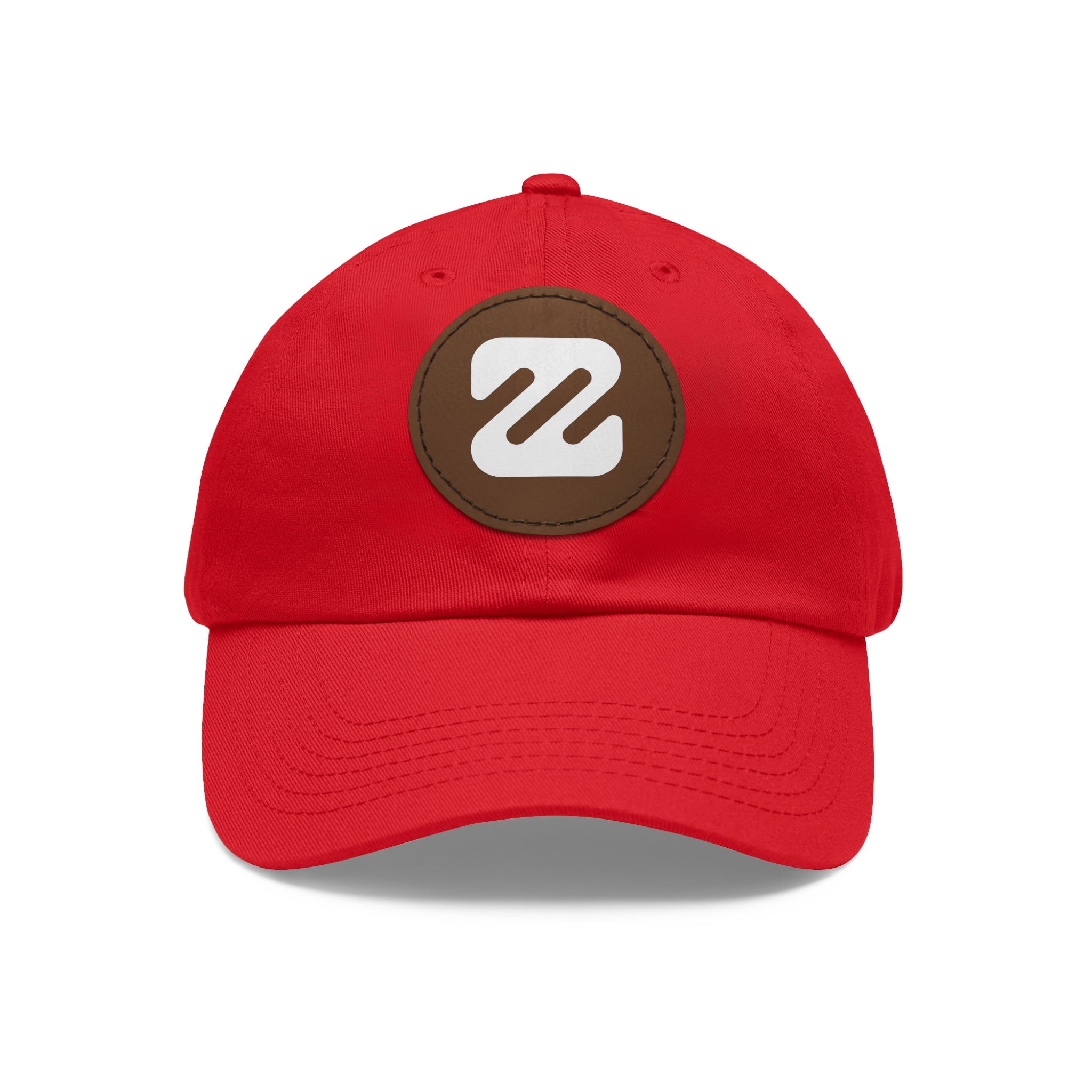 Embroidered Round Leather Patch Dad Hat — Minimal Logo Baseball Cap