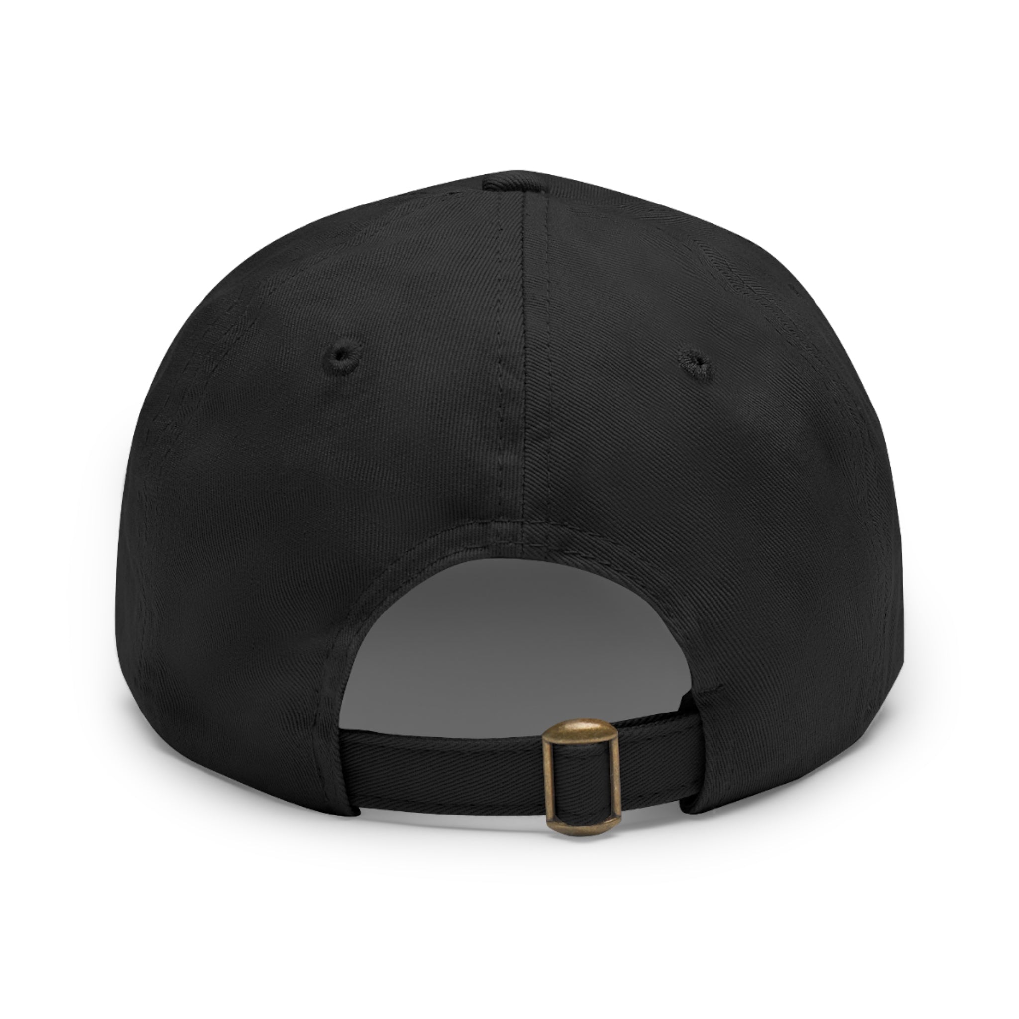 Embroidered Round Leather Patch Dad Hat — Minimal Logo Baseball Cap