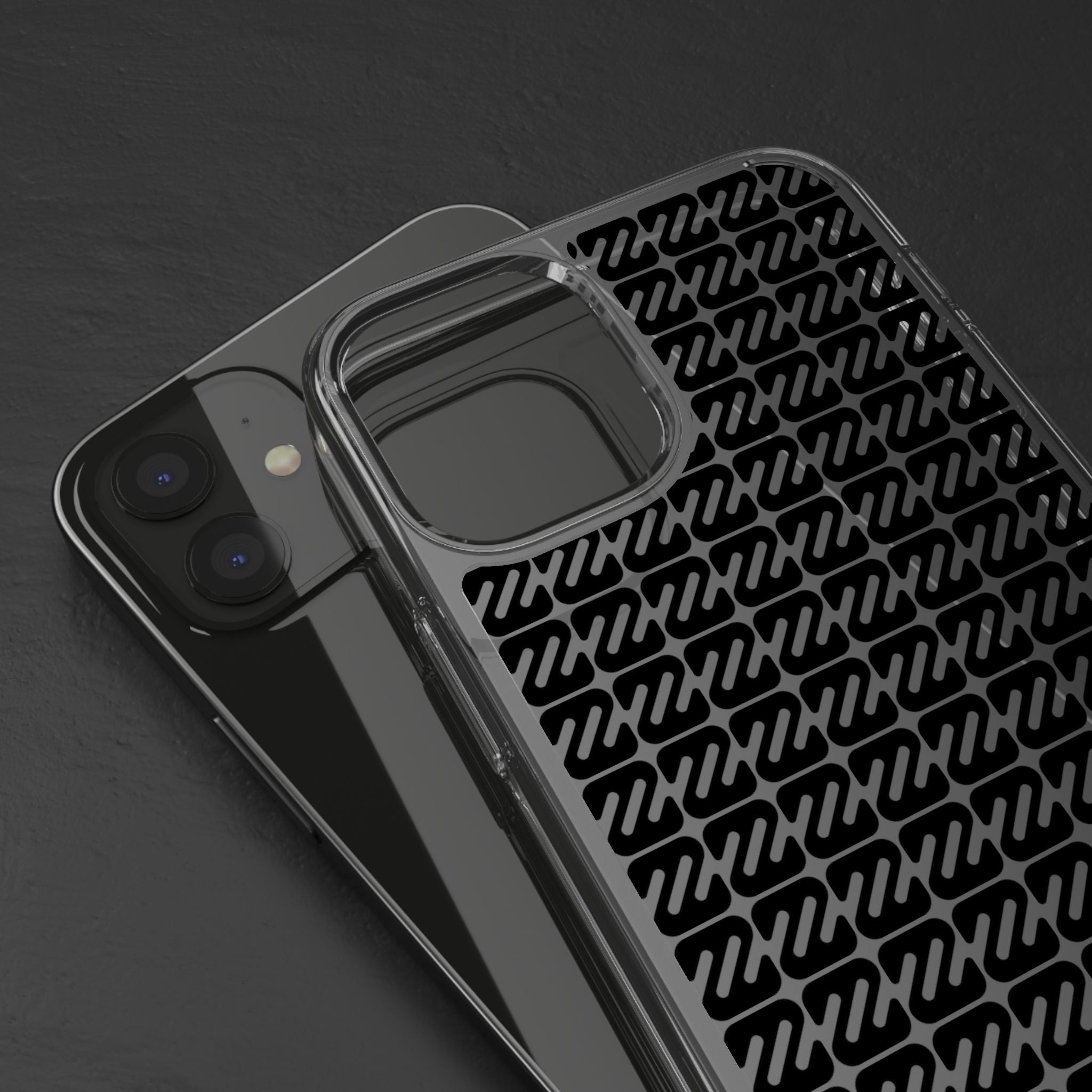 Clear Phone Case — Black Monogram Pattern Clear Case