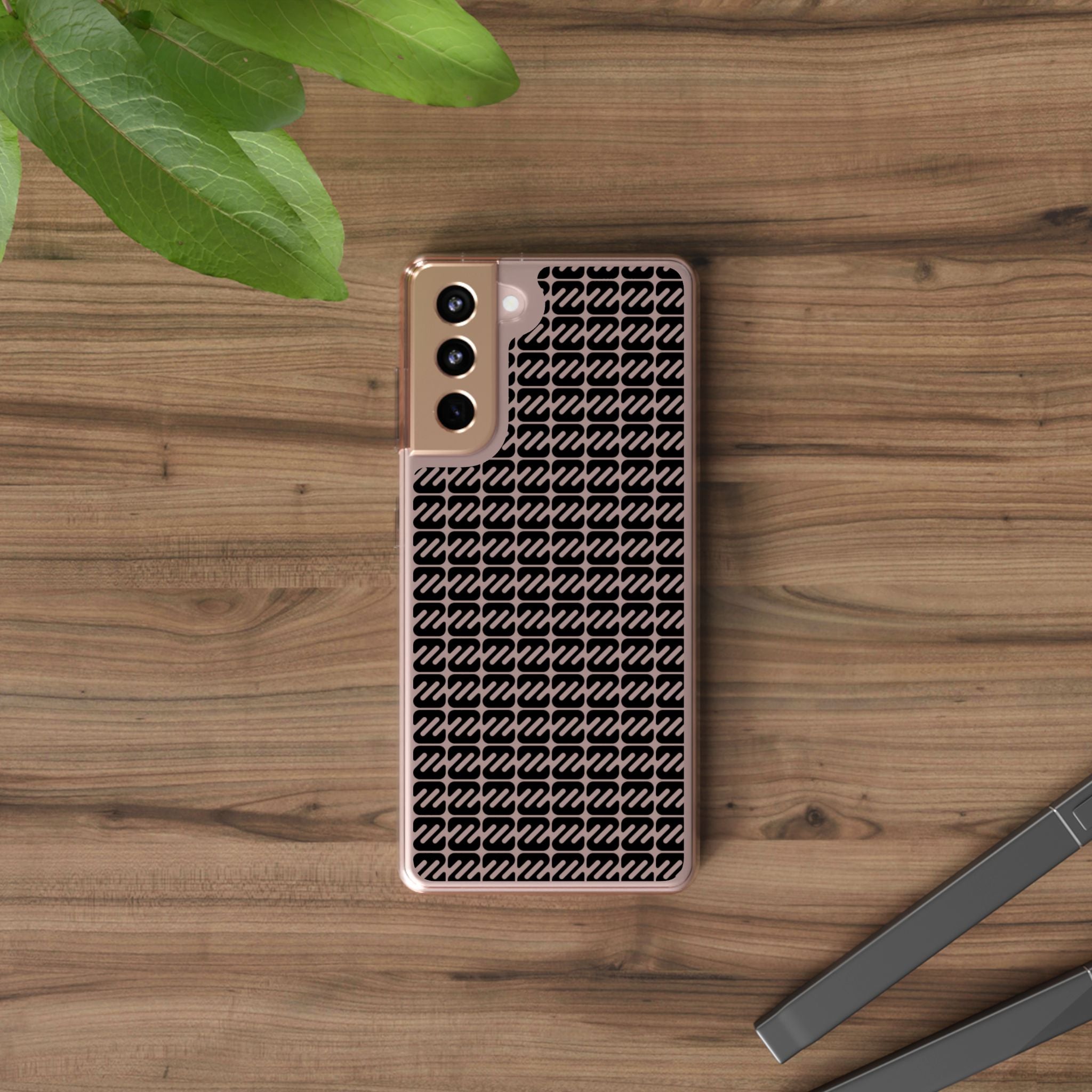 Clear Phone Case — Black Monogram Pattern Clear Case