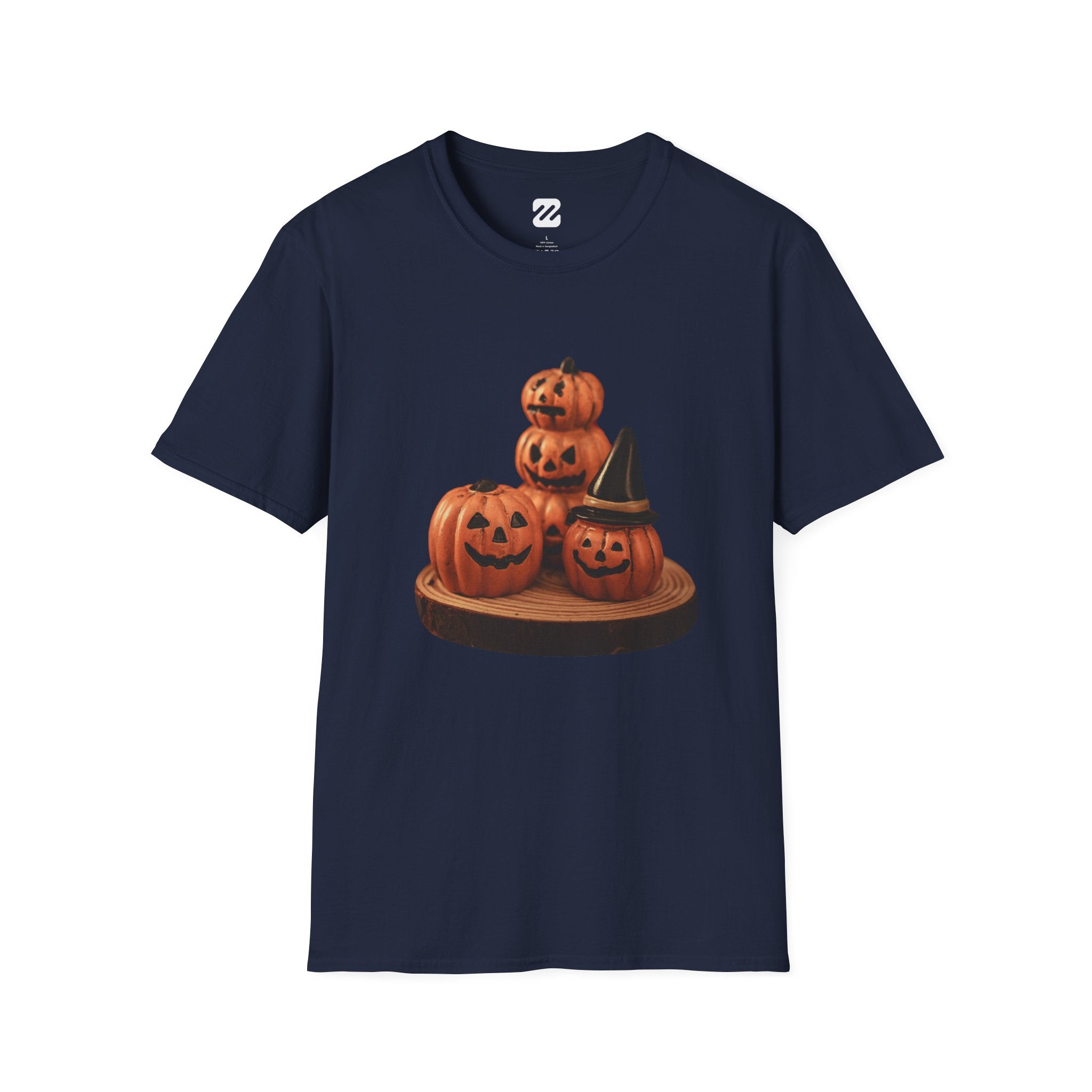 Halloween Pumpkin Stack T-Shirt — Jack-O'-Lantern Trio Graphic Tee