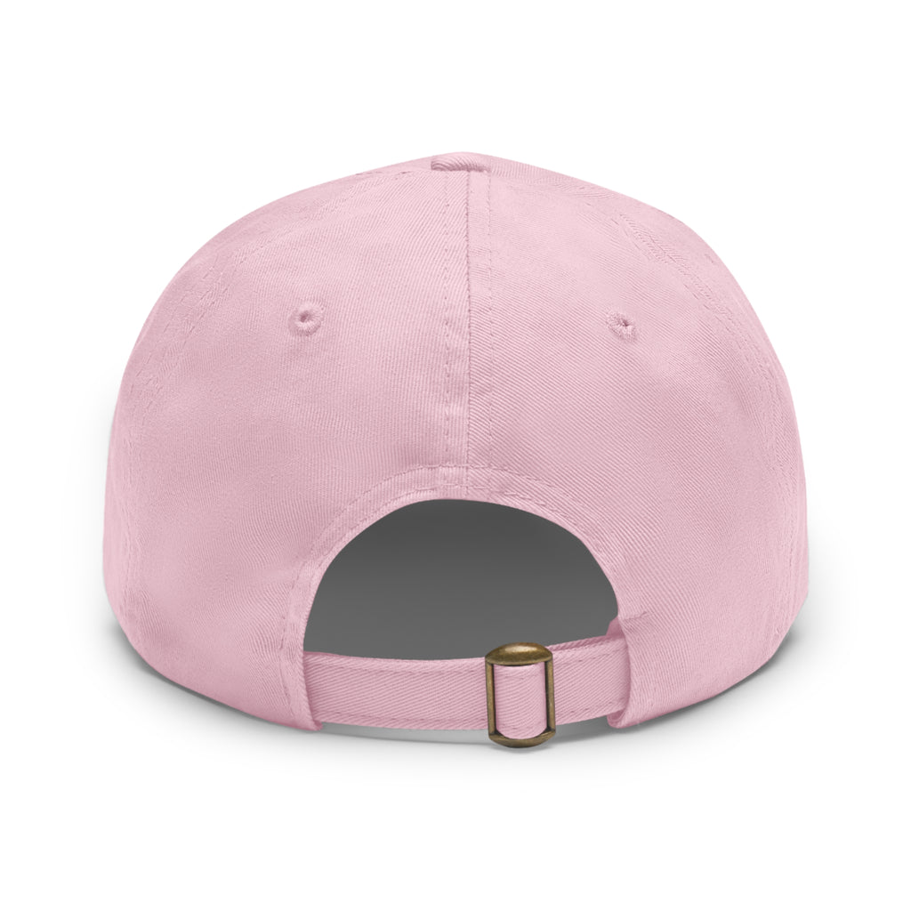 Embroidered Round Leather Patch Dad Hat — Minimal Logo Baseball Cap
