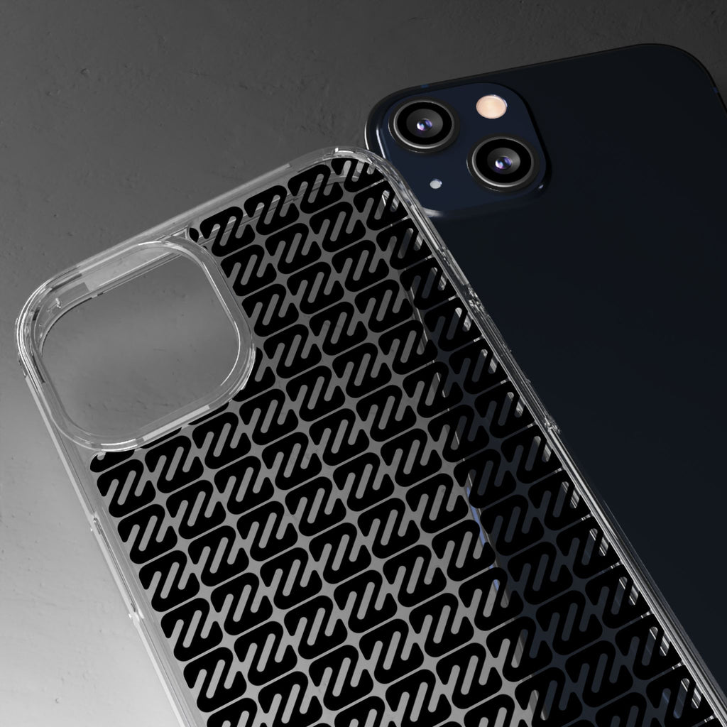 Clear Phone Case — Black Monogram Pattern Clear Case