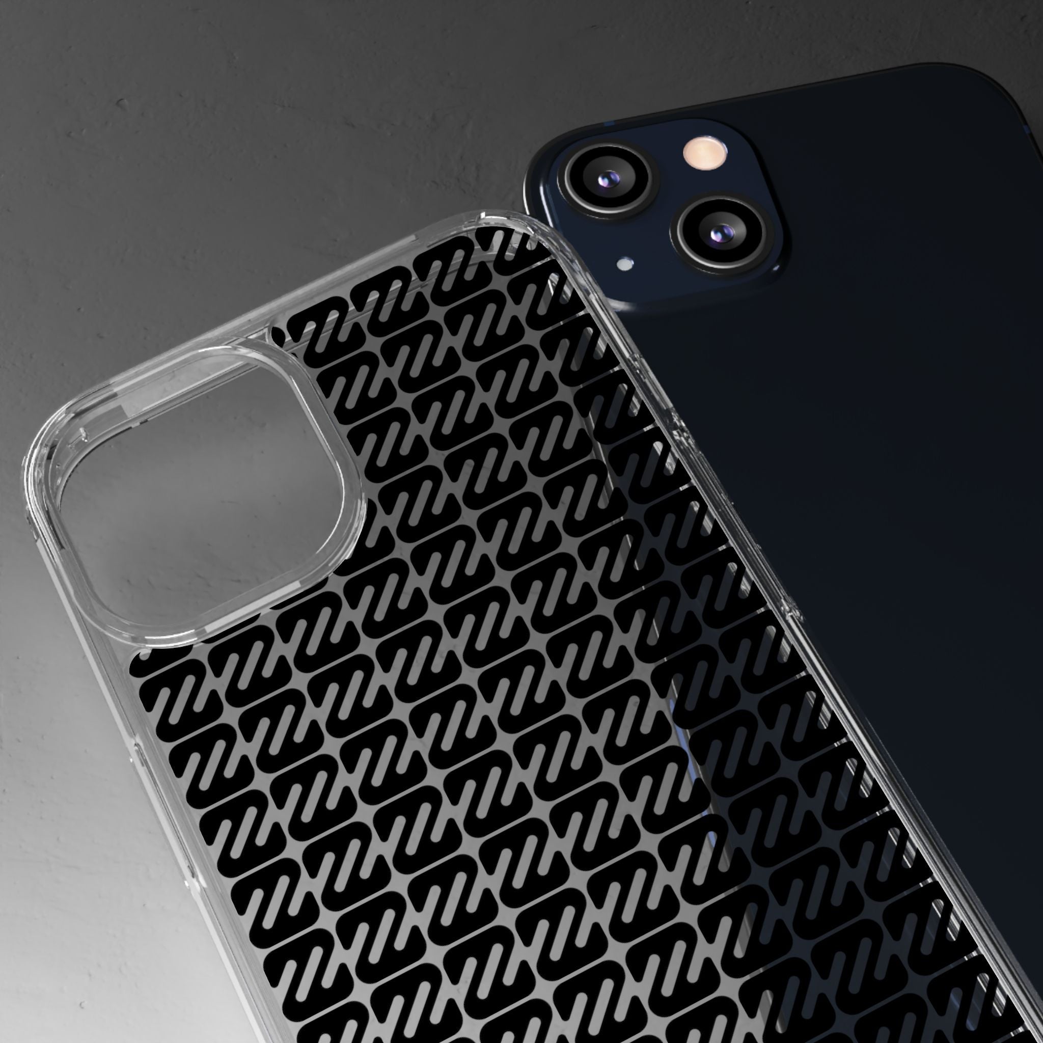 Clear Phone Case — Black Monogram Pattern Clear Case