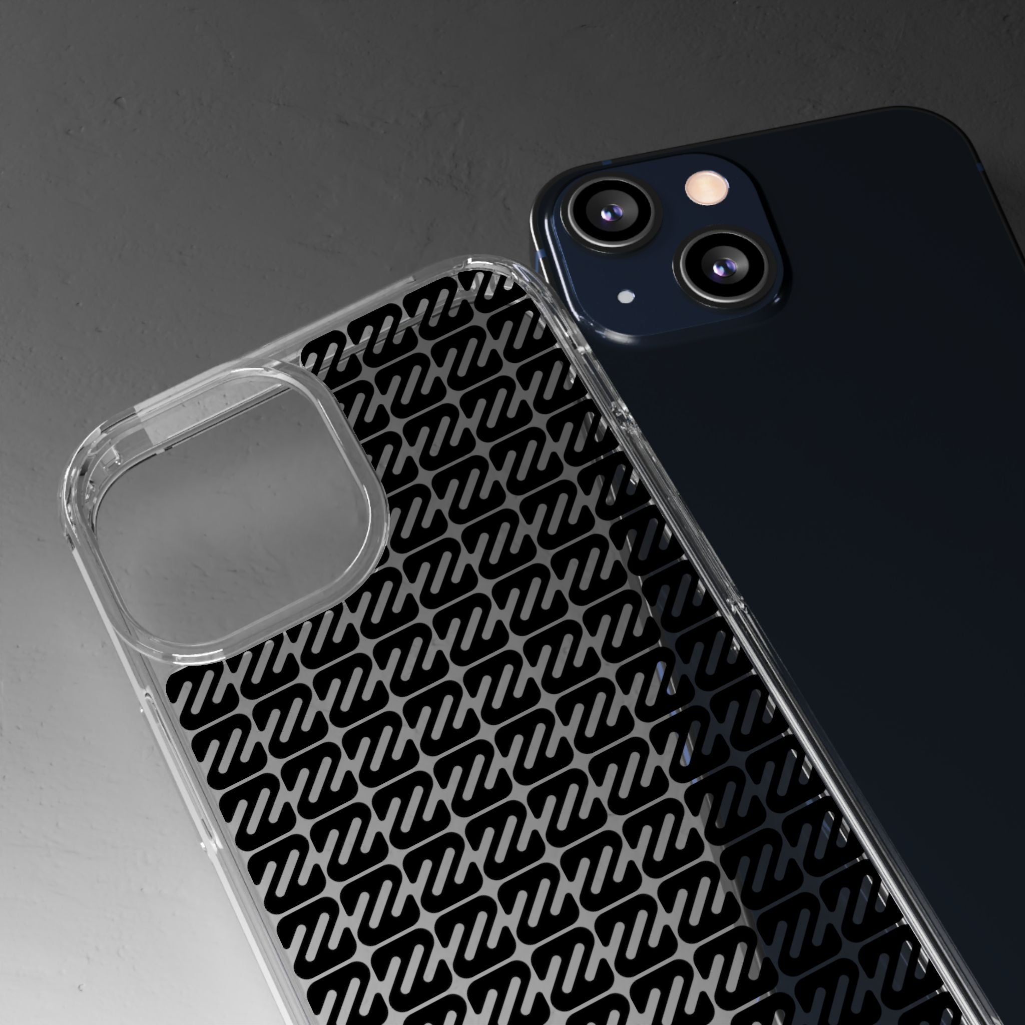 Clear Phone Case — Black Monogram Pattern Clear Case