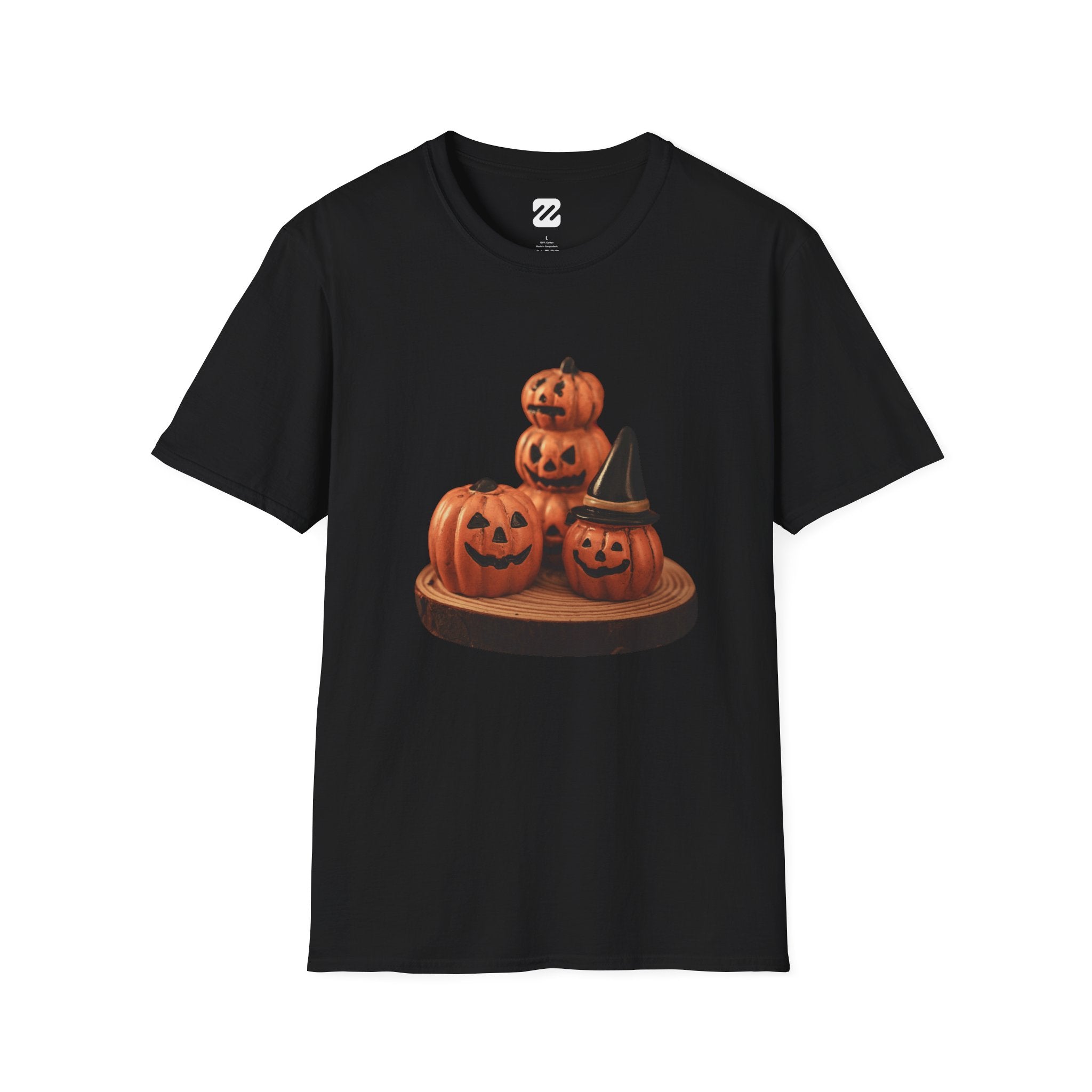 Halloween Pumpkin Stack T-Shirt — Jack-O'-Lantern Trio Graphic Tee