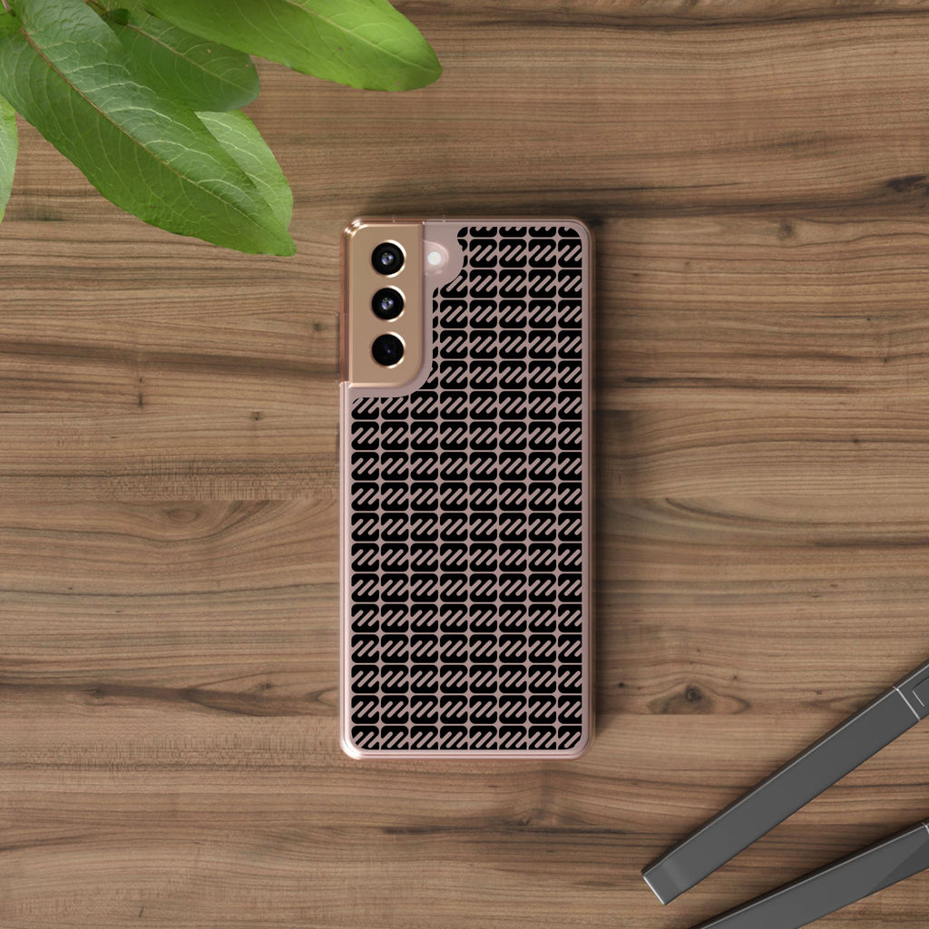 Clear Phone Case — Black Monogram Pattern Clear Case