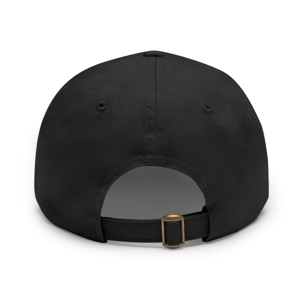 Embroidered Round Leather Patch Dad Hat — Minimal Logo Baseball Cap
