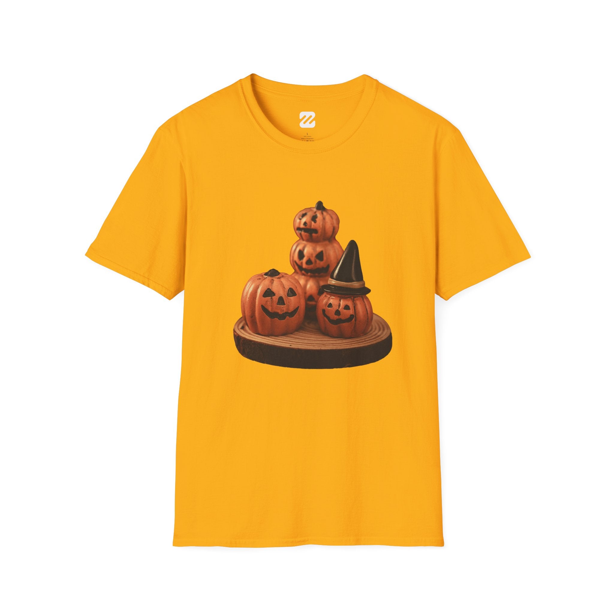 Halloween Pumpkin Stack T-Shirt — Jack-O'-Lantern Trio Graphic Tee