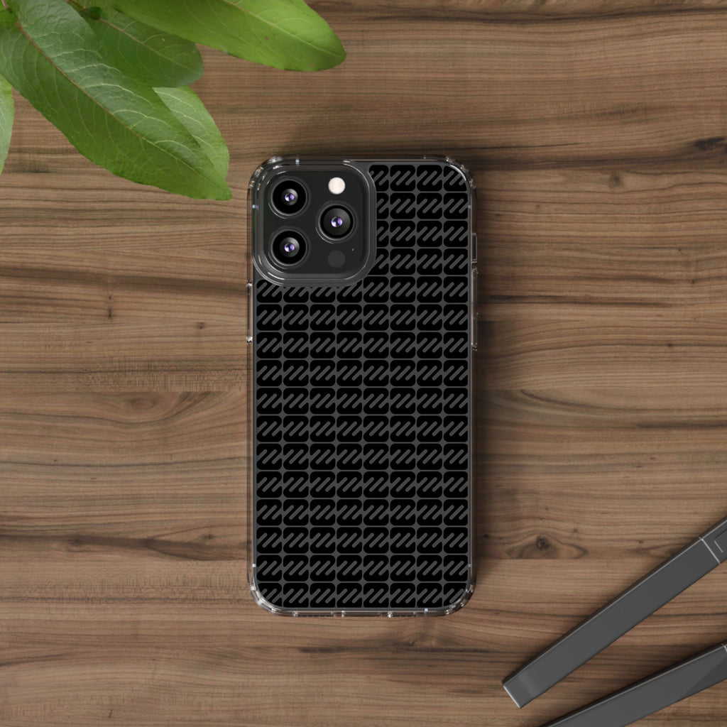 Clear Phone Case — Black Monogram Pattern Clear Case