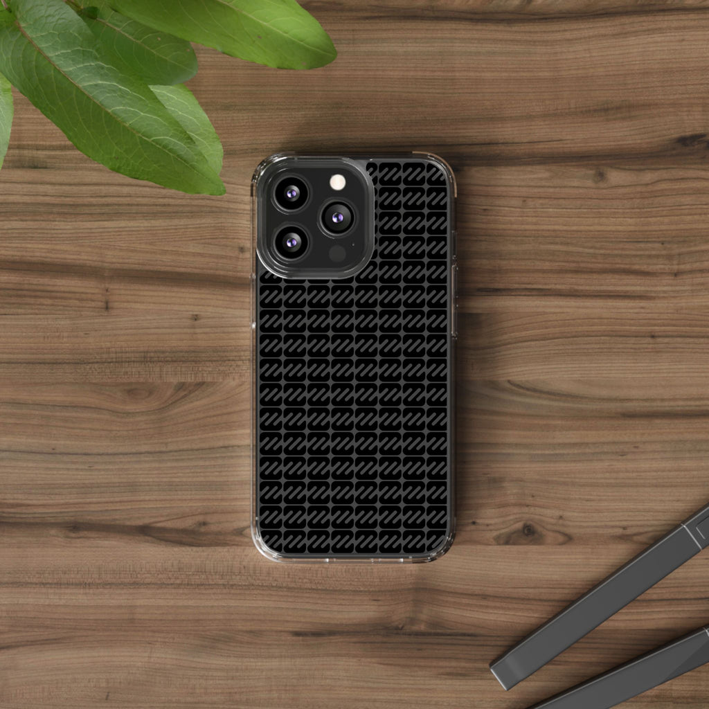 Clear Phone Case — Black Monogram Pattern Clear Case