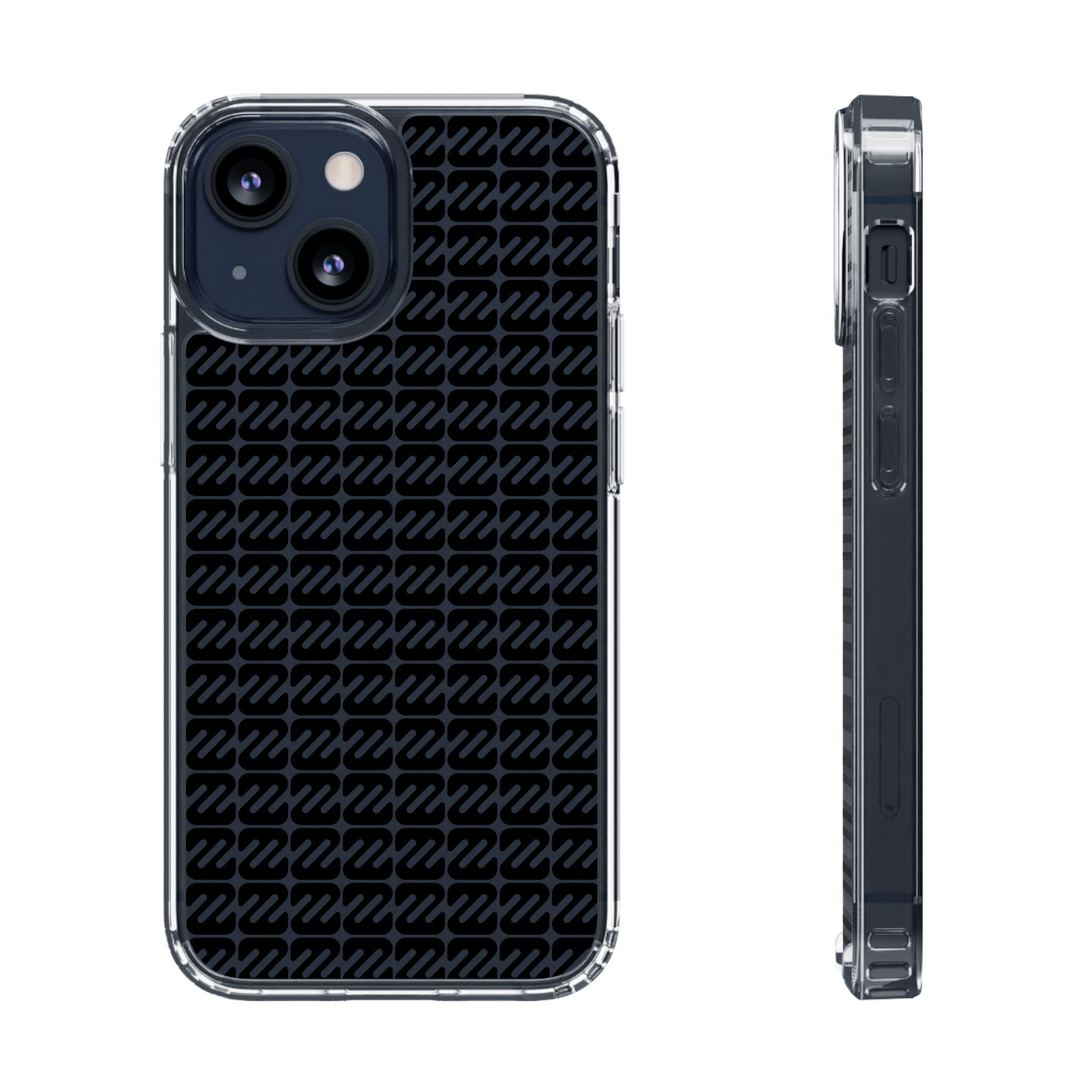 Clear Phone Case — Black Monogram Pattern Clear Case