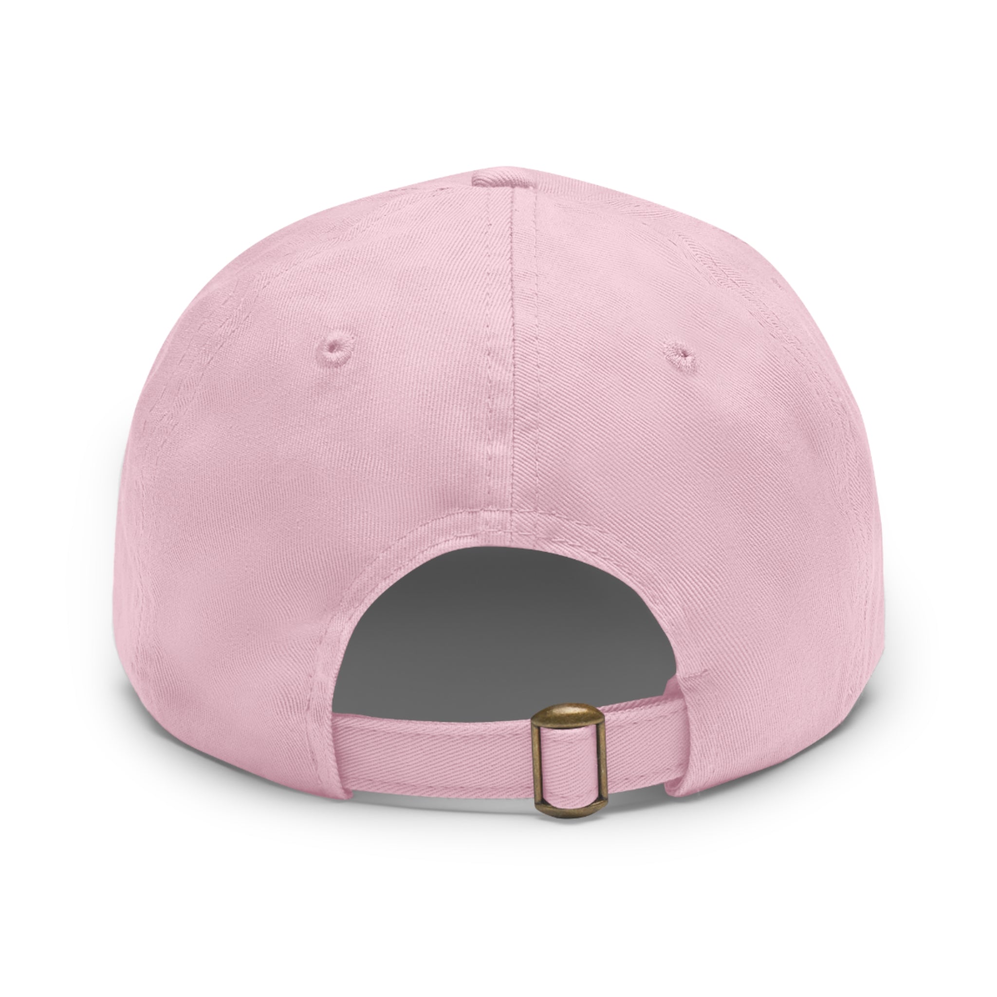 Embroidered Round Leather Patch Dad Hat — Minimal Logo Baseball Cap