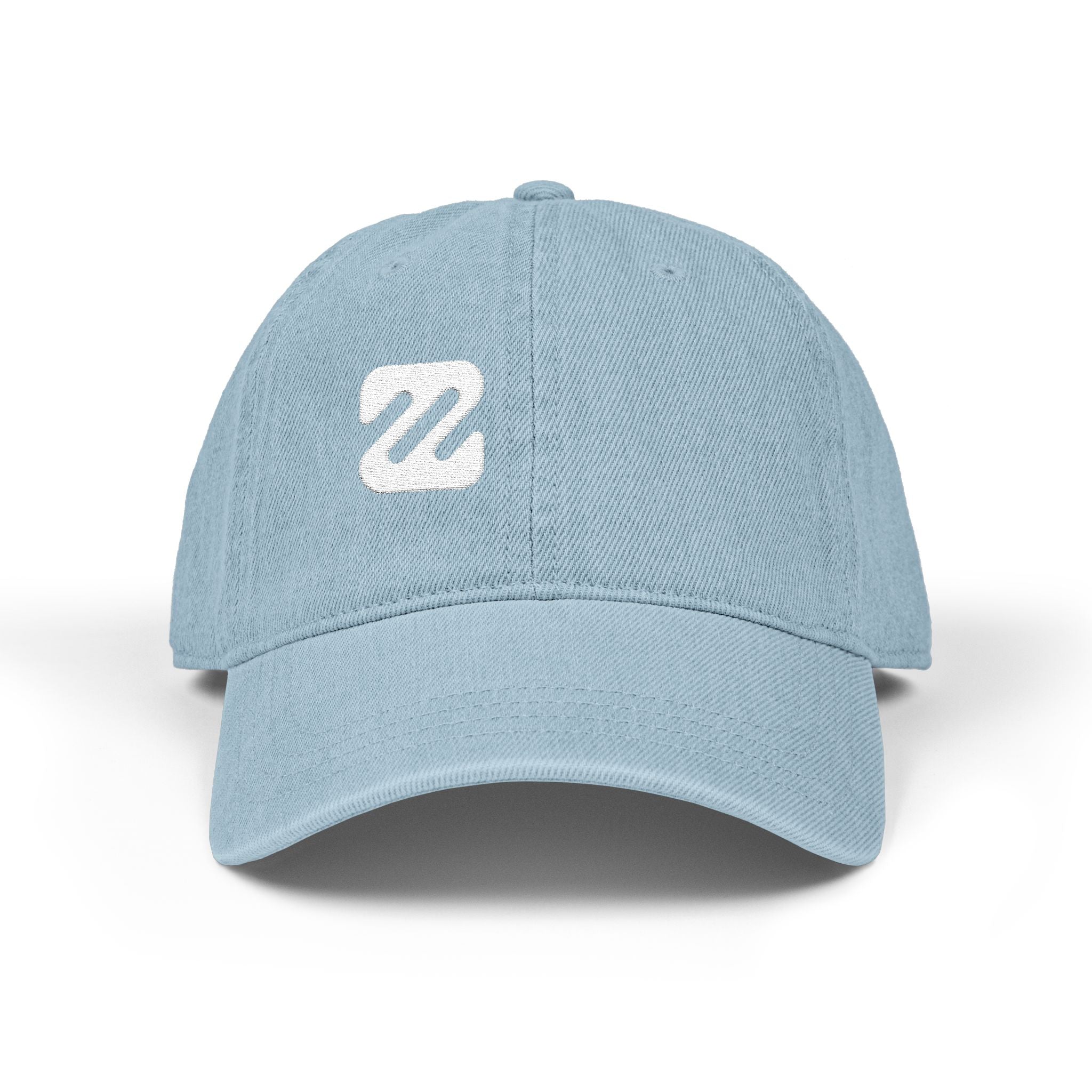 Embroidered Denim Baseball Cap — Minimal 'Z' Logo, Adjustable Black Hat