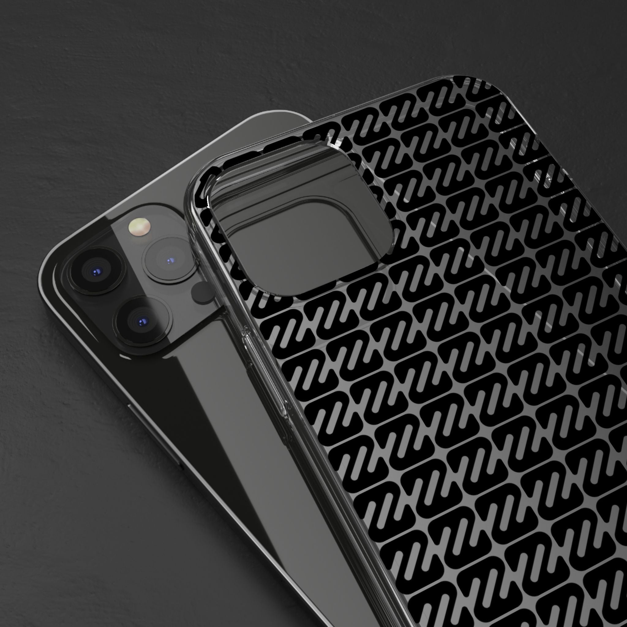 Clear Phone Case — Black Monogram Pattern Clear Case