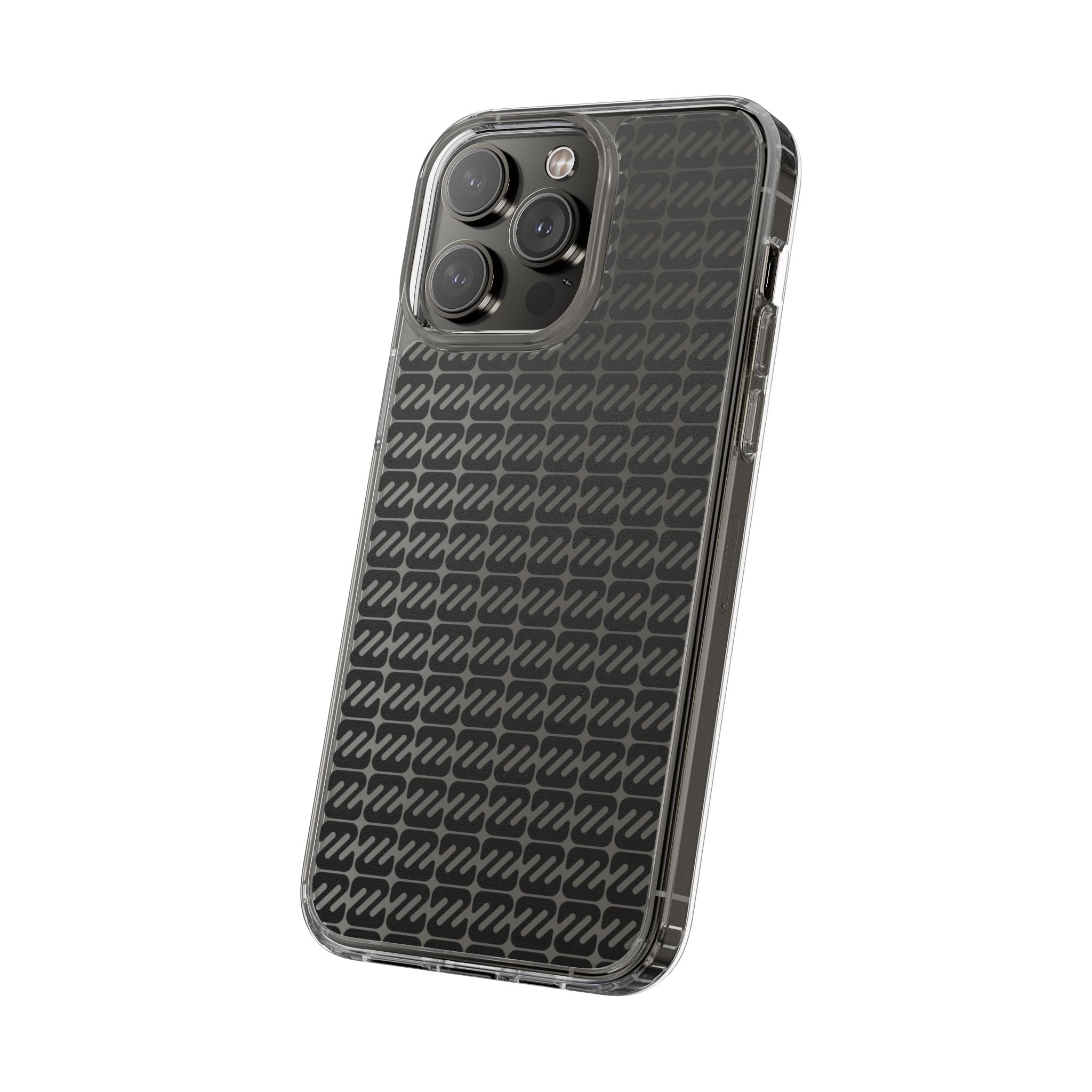 Clear Phone Case — Black Monogram Pattern Clear Case