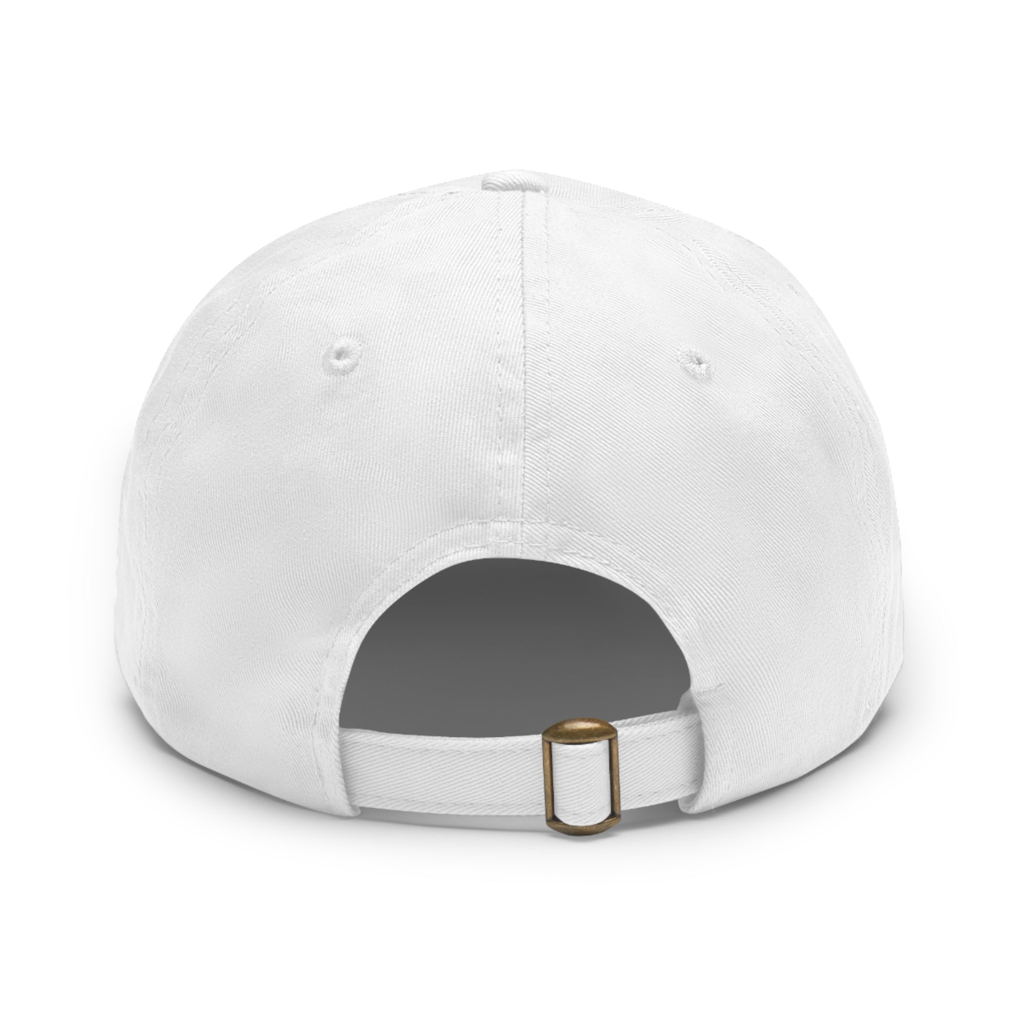Embroidered Round Leather Patch Dad Hat — Minimal Logo Baseball Cap