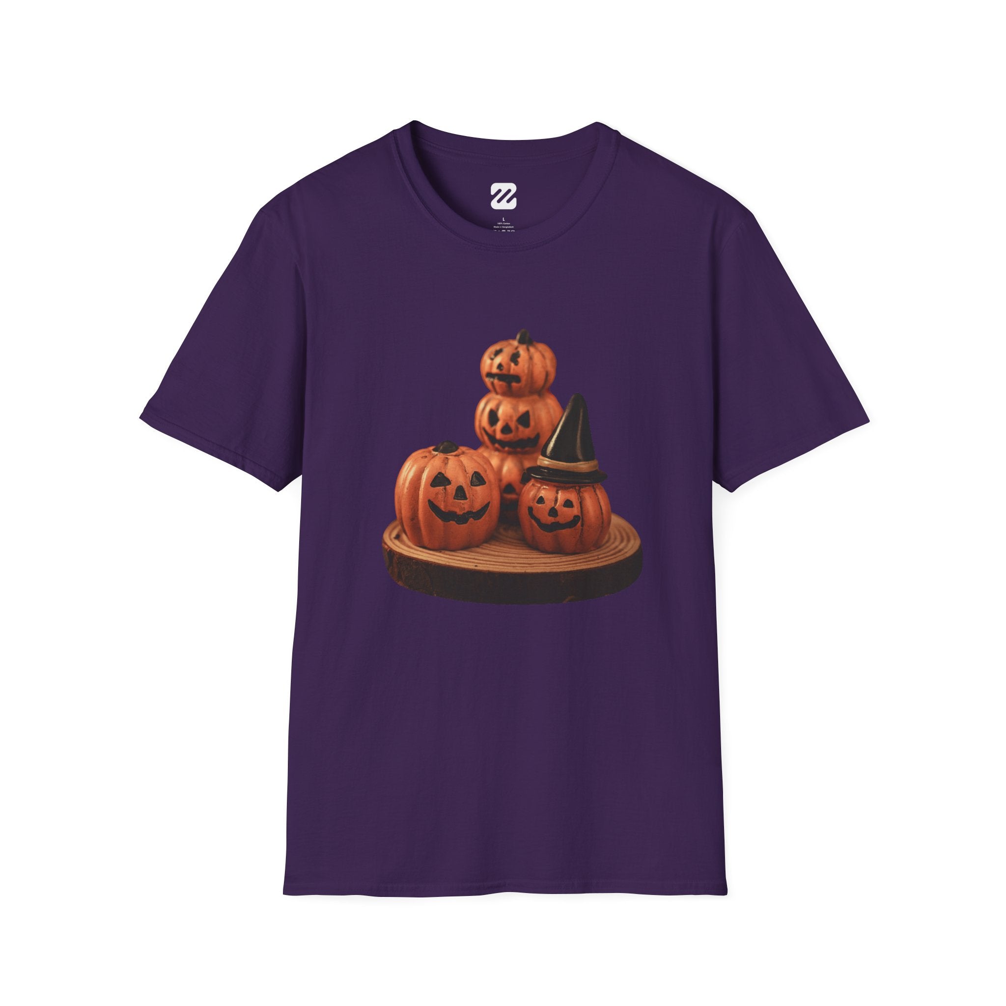 Halloween Pumpkin Stack T-Shirt — Jack-O'-Lantern Trio Graphic Tee