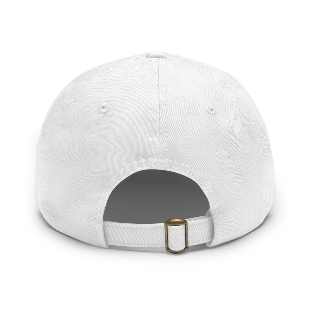 Embroidered Round Leather Patch Dad Hat — Minimal Logo Baseball Cap