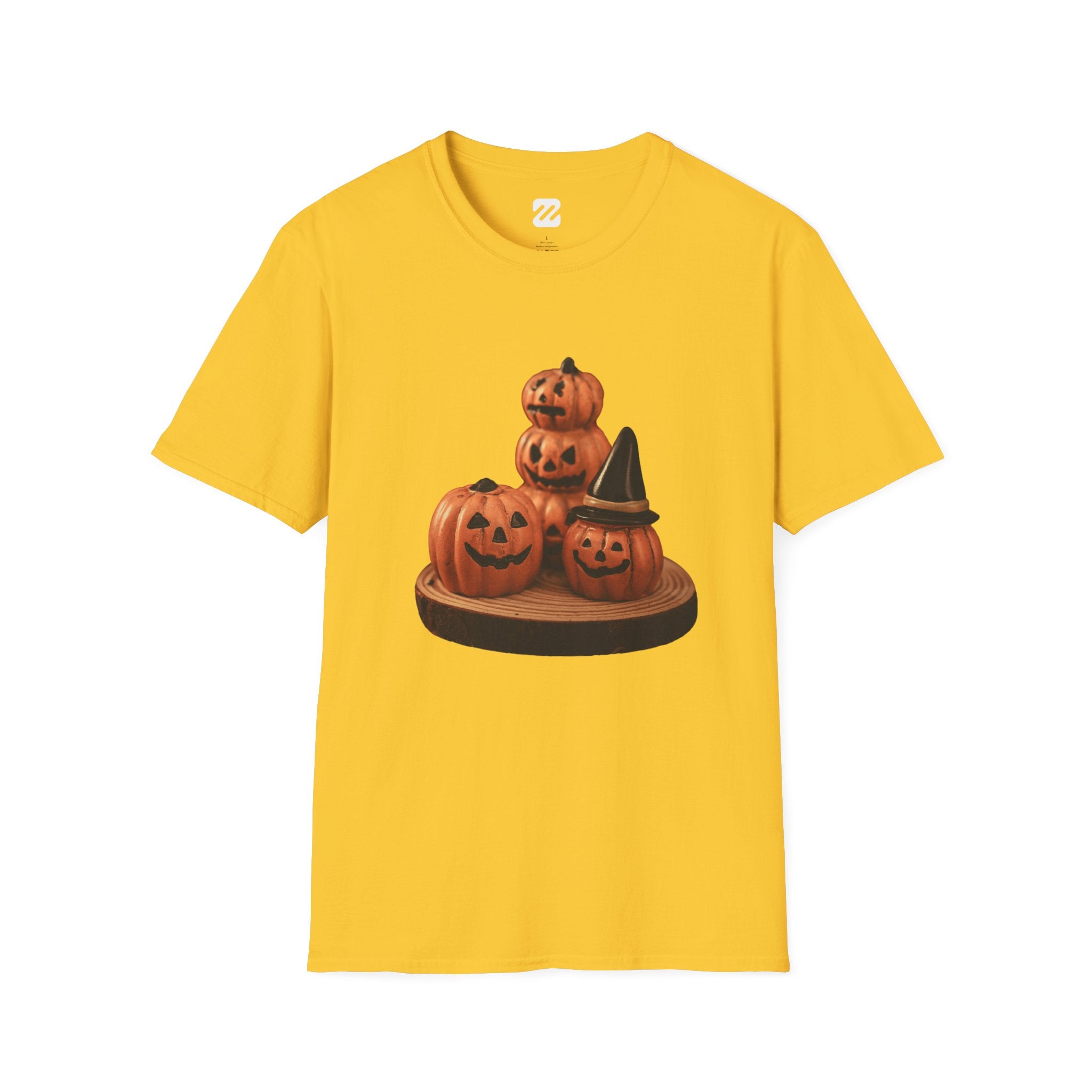 Halloween Pumpkin Stack T-Shirt — Jack-O'-Lantern Trio Graphic Tee