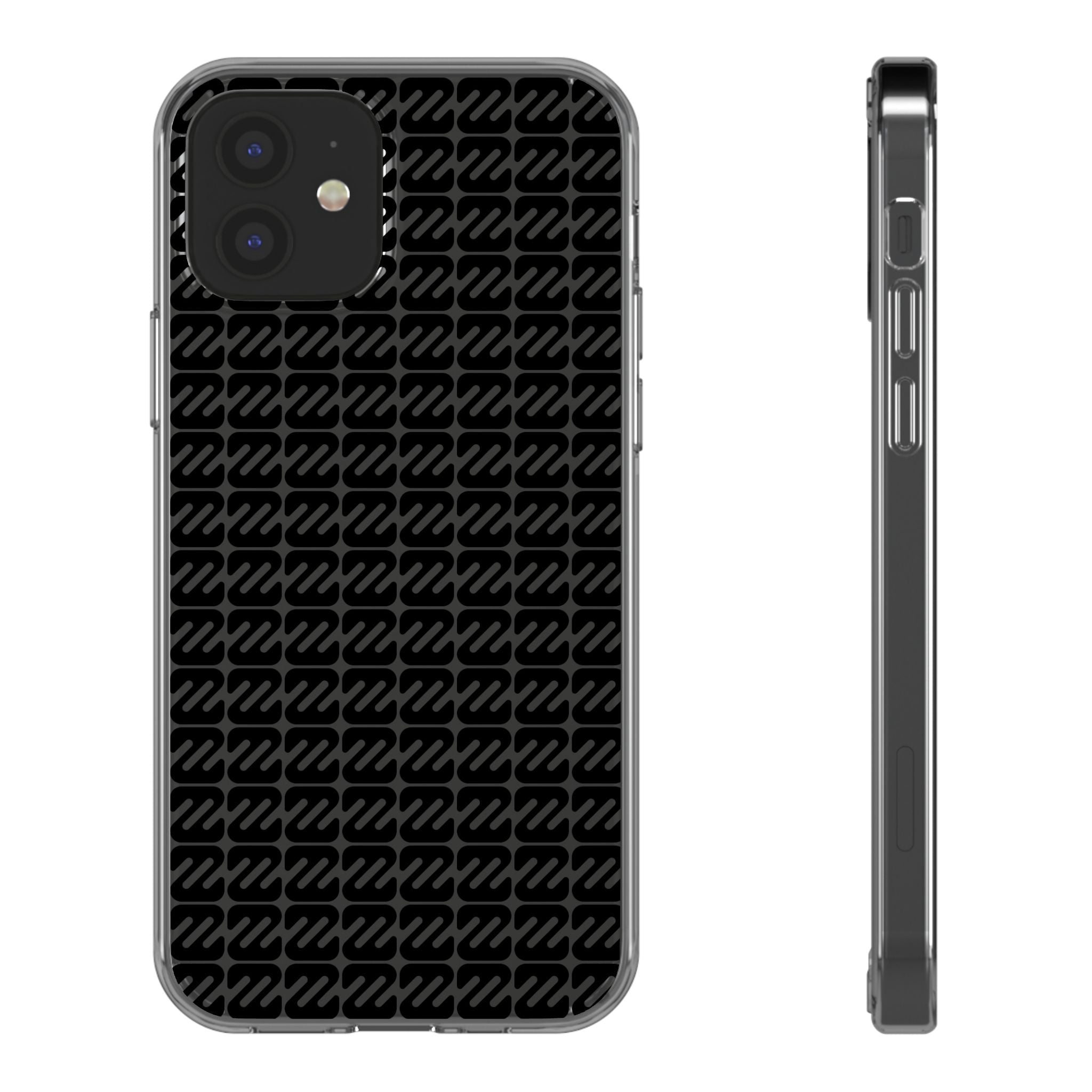 Clear Phone Case — Black Monogram Pattern Clear Case