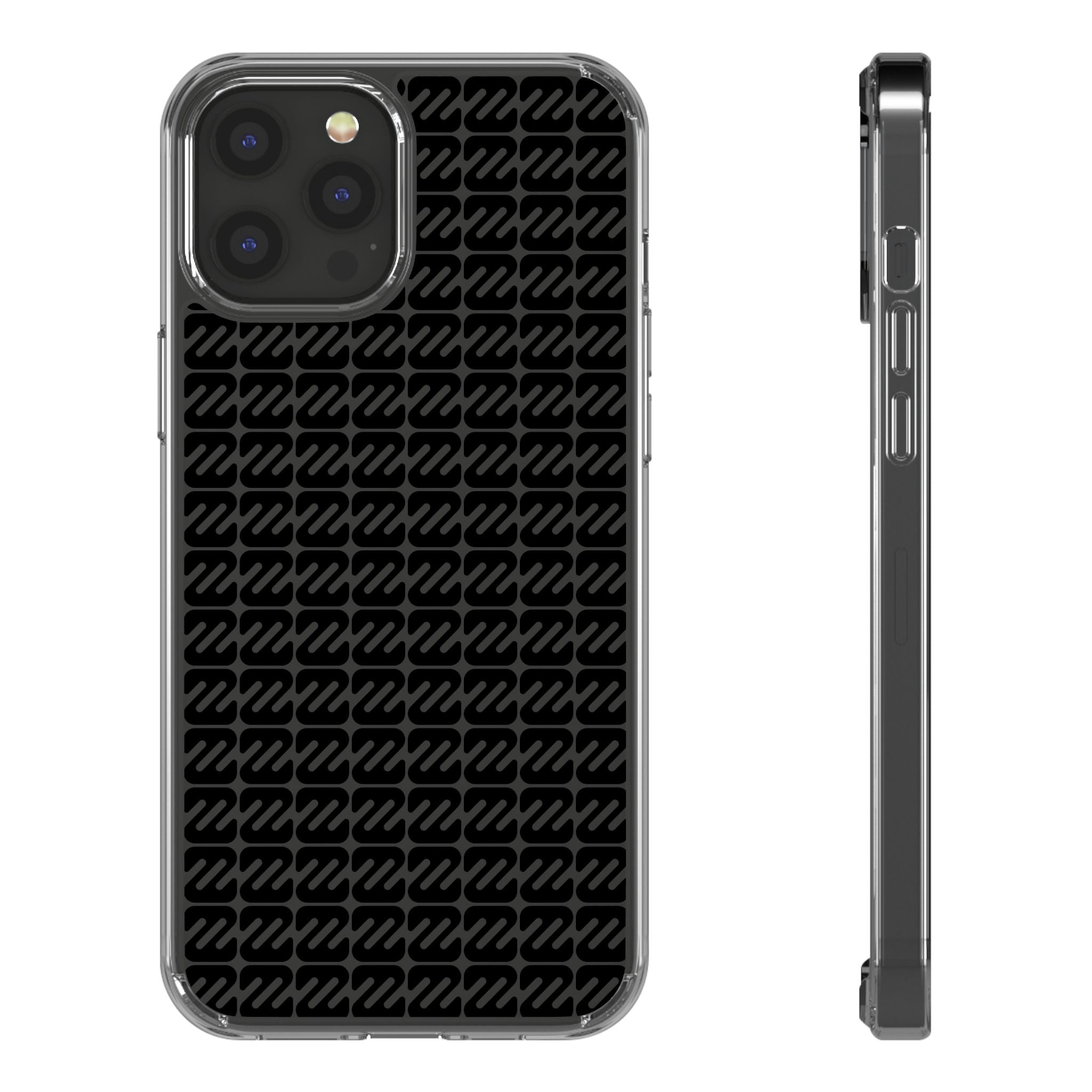 Clear Phone Case — Black Monogram Pattern Clear Case