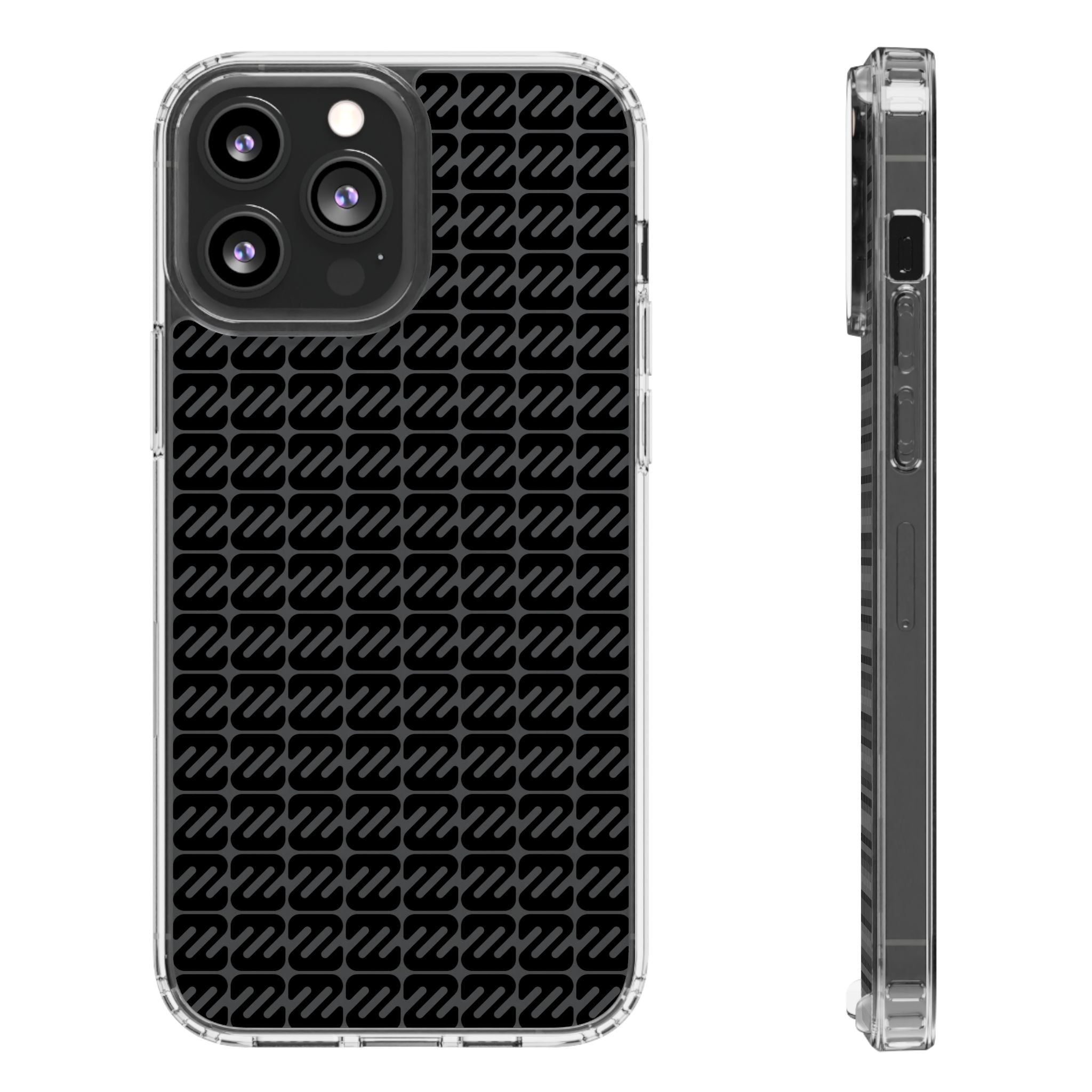 Clear Phone Case — Black Monogram Pattern Clear Case