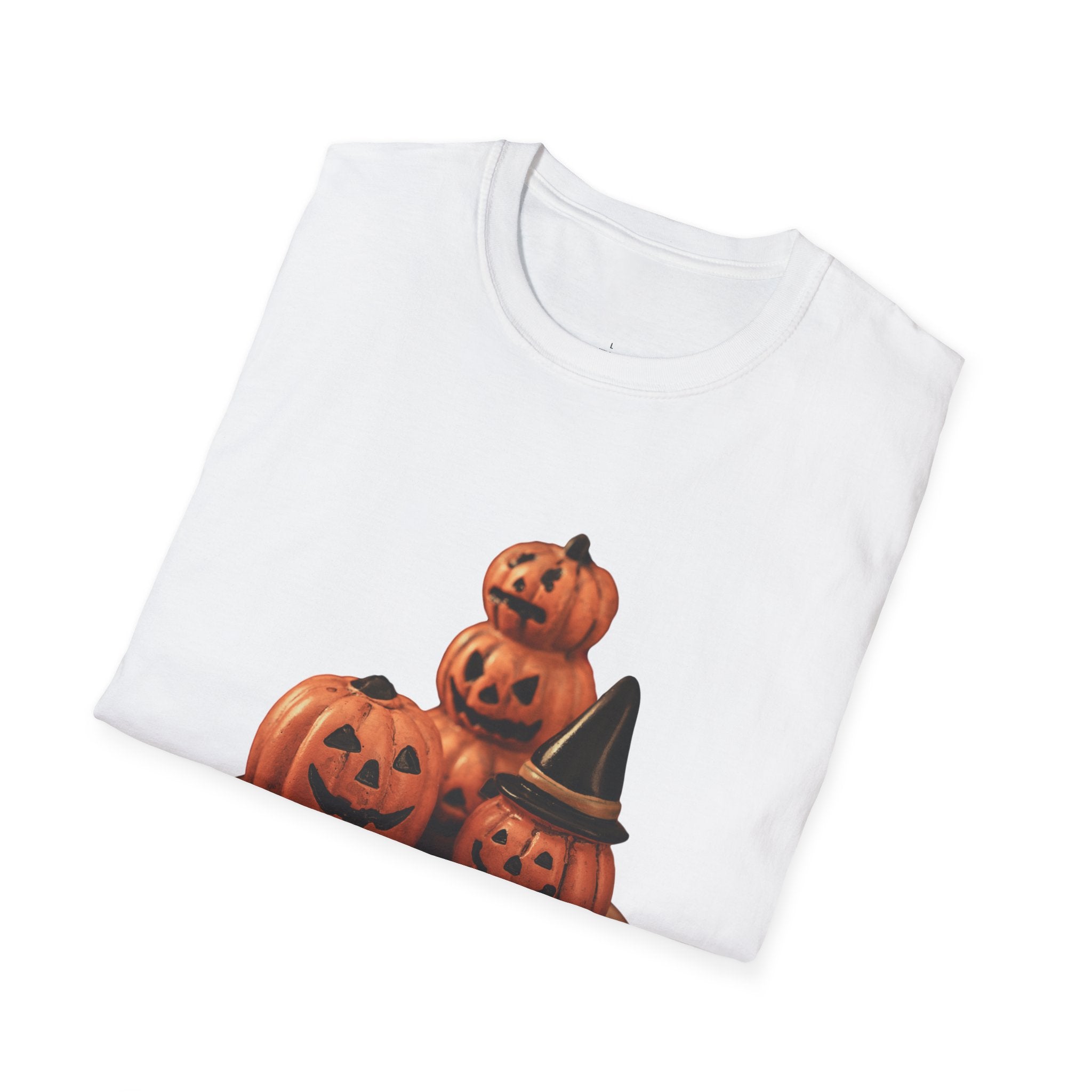 Halloween Pumpkin Stack T-Shirt — Jack-O'-Lantern Trio Graphic Tee