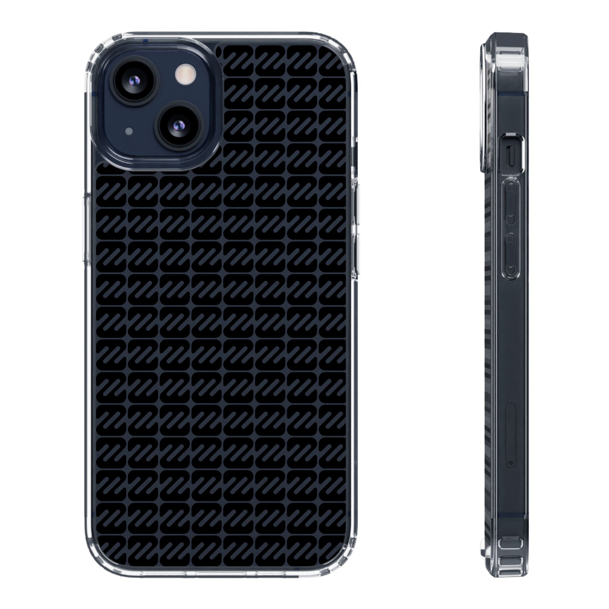 Clear Phone Case — Black Monogram Pattern Clear Case