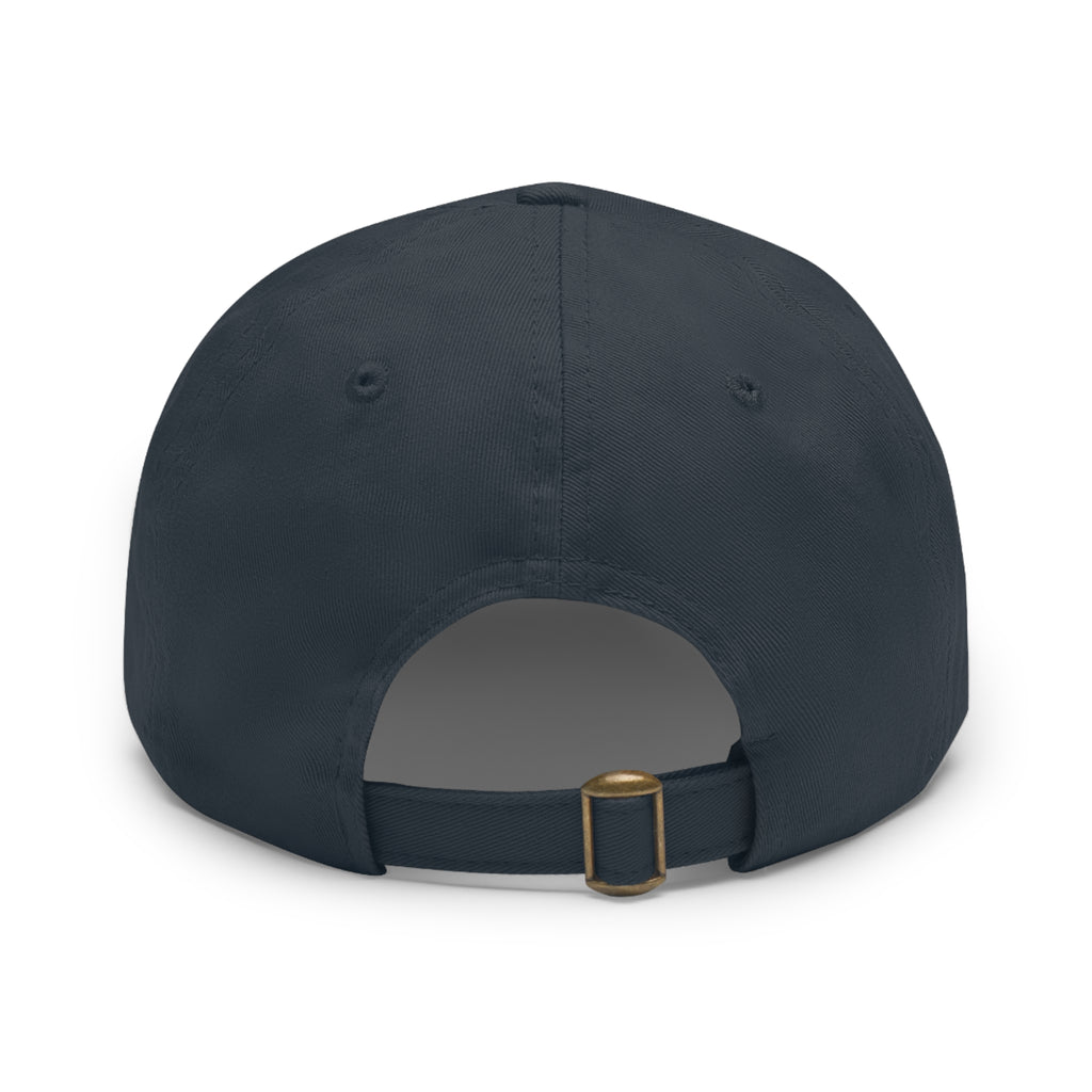 Embroidered Round Leather Patch Dad Hat — Minimal Logo Baseball Cap