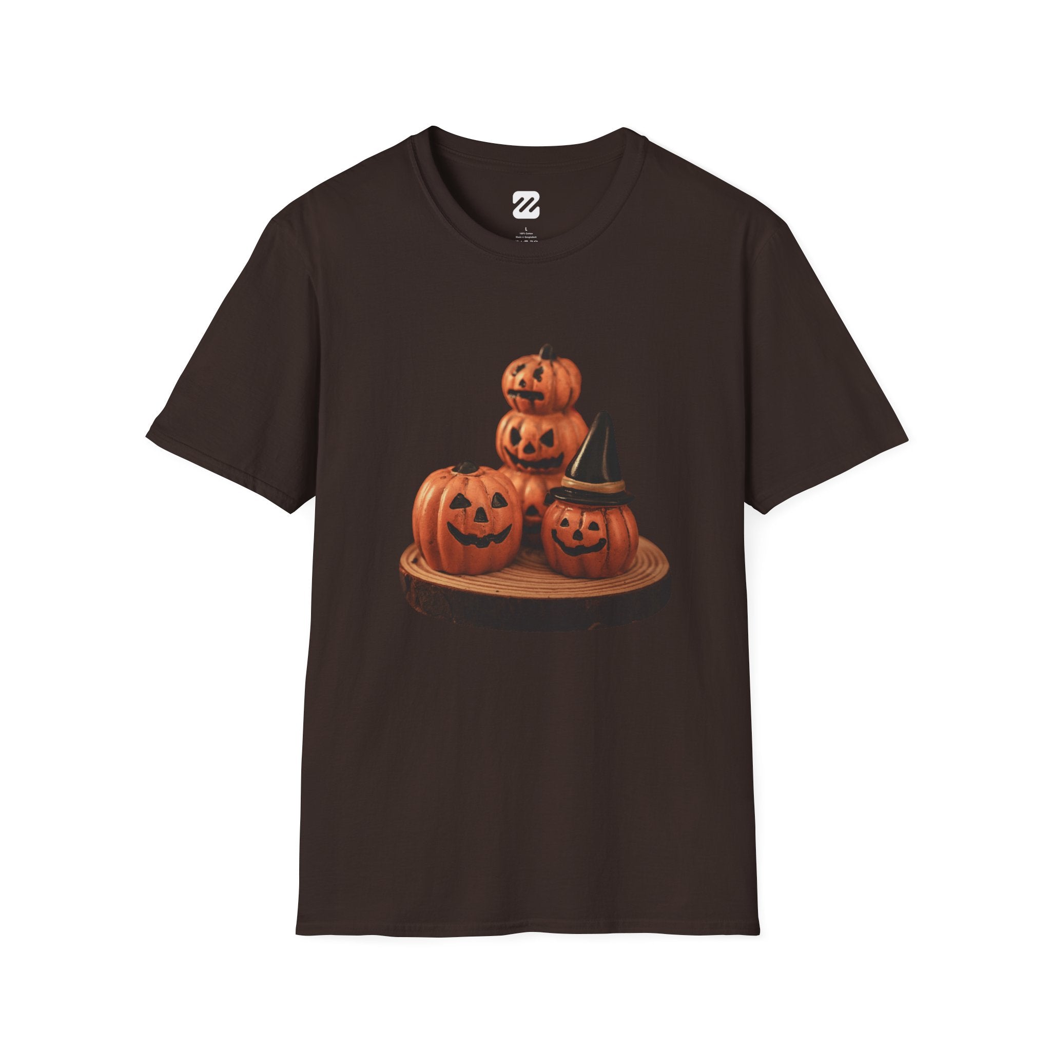 Halloween Pumpkin Stack T-Shirt — Jack-O'-Lantern Trio Graphic Tee