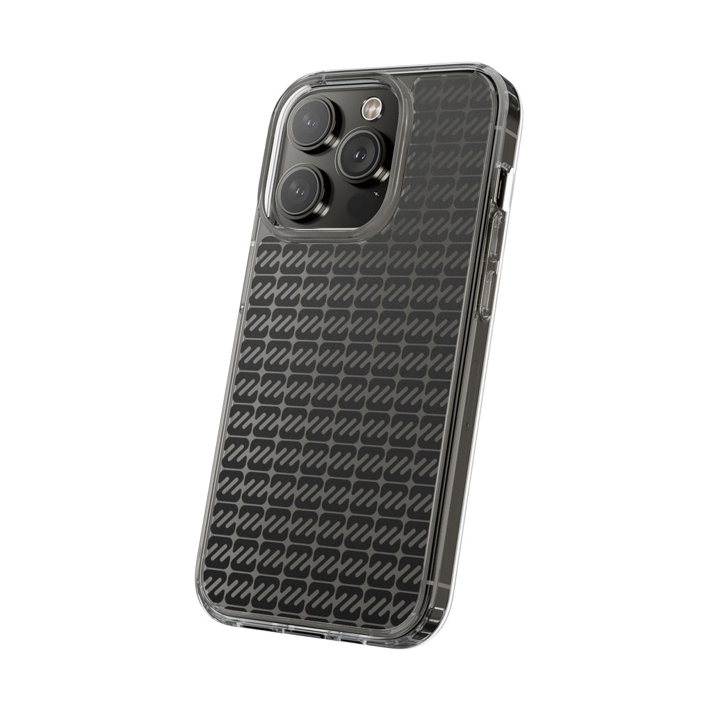 Clear Phone Case — Black Monogram Pattern Clear Case
