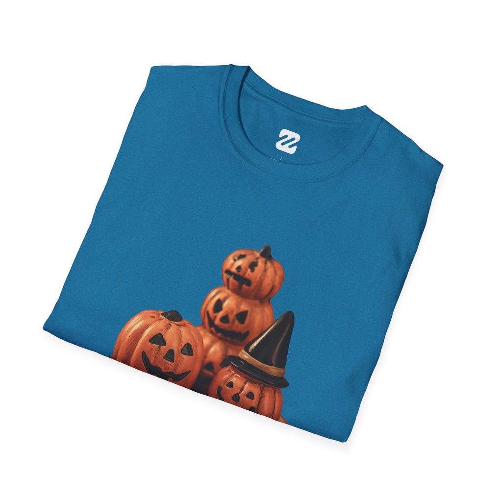 Halloween Pumpkin Stack T-Shirt — Jack-O'-Lantern Trio Graphic Tee