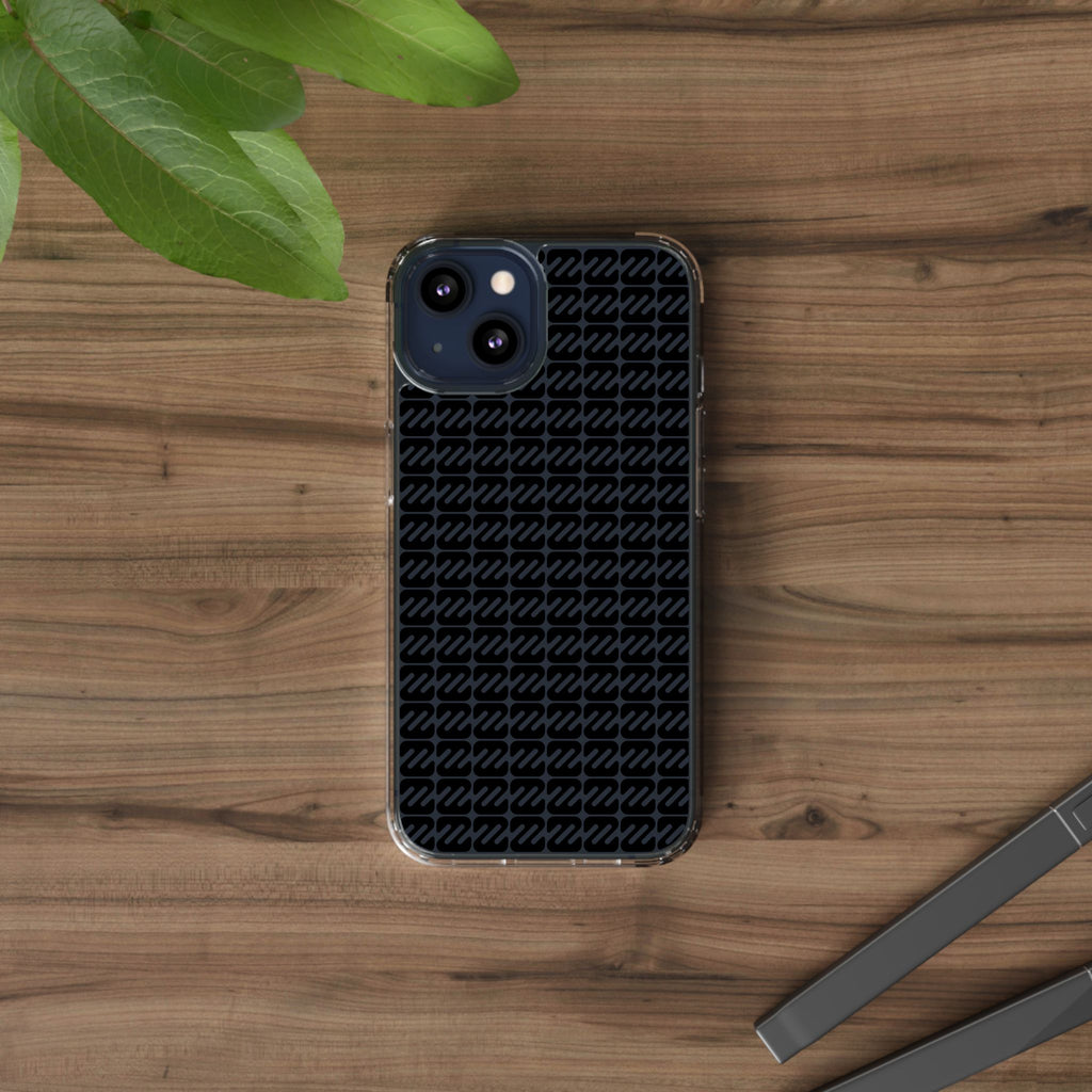 Clear Phone Case — Black Monogram Pattern Clear Case
