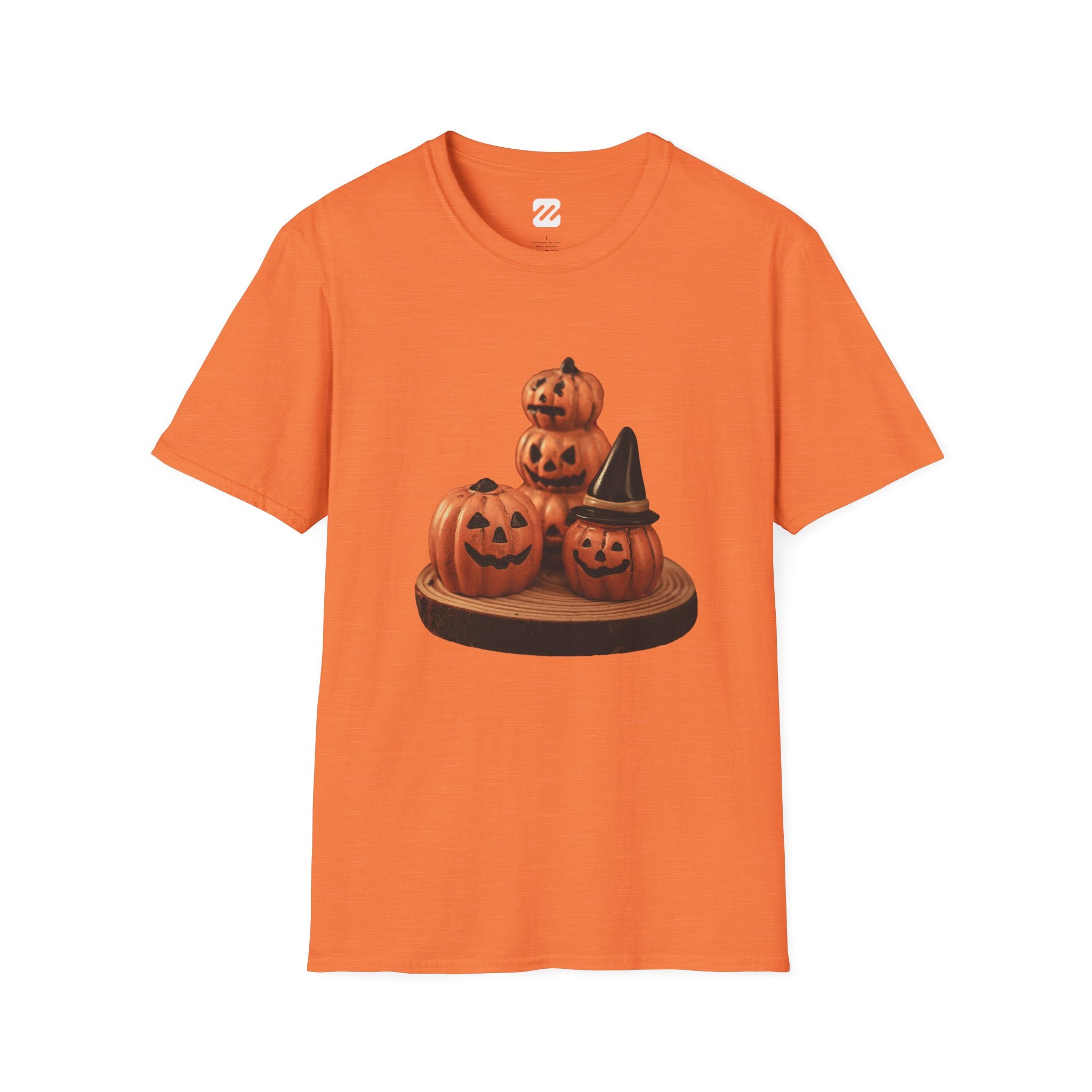 Halloween Pumpkin Stack T-Shirt — Jack-O'-Lantern Trio Graphic Tee