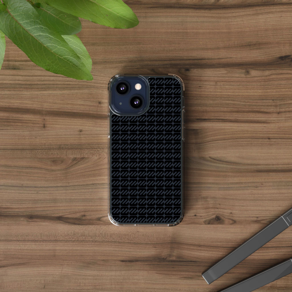 Clear Phone Case — Black Monogram Pattern Clear Case