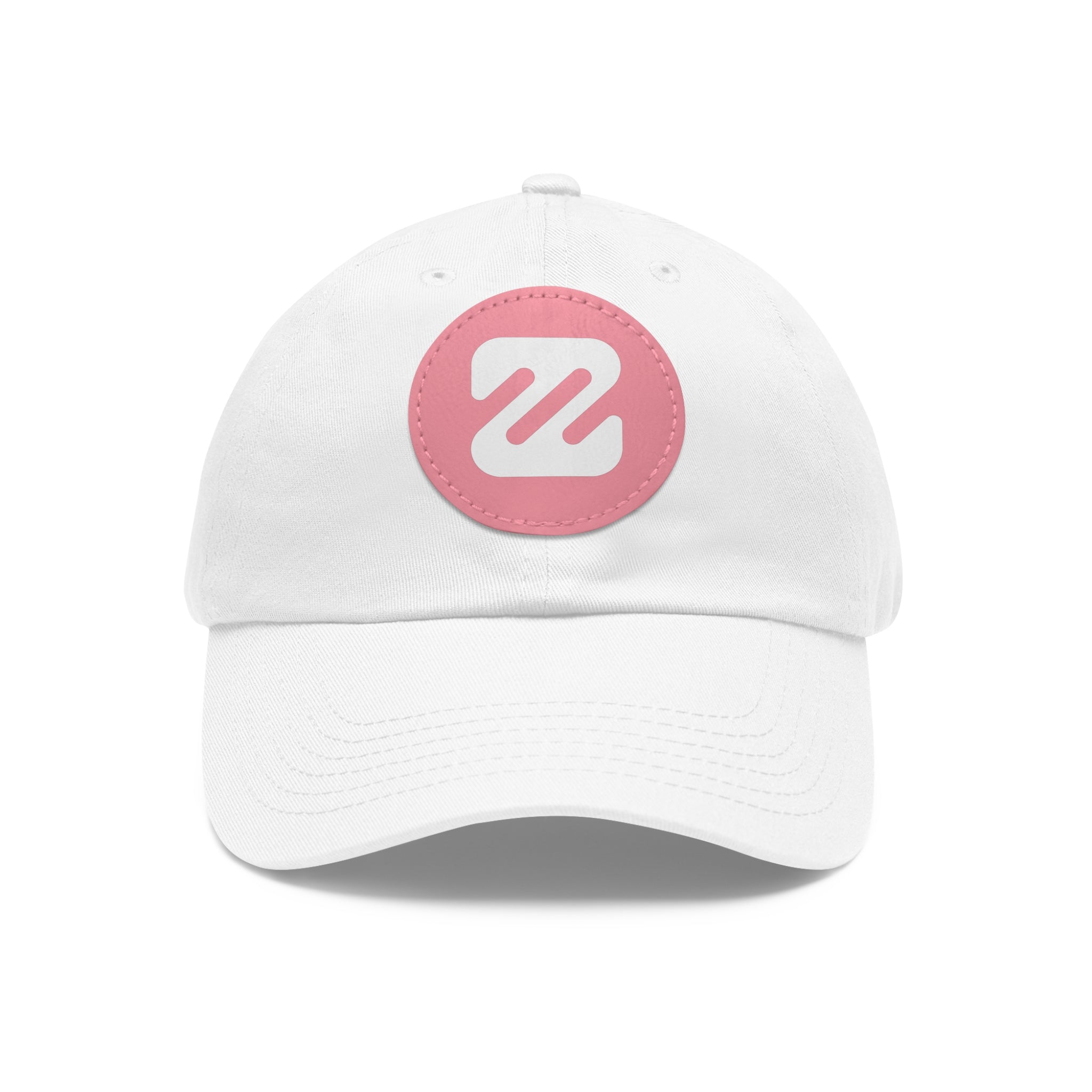 Embroidered Round Leather Patch Dad Hat — Minimal Logo Baseball Cap