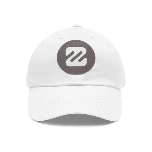 Embroidered Round Leather Patch Dad Hat — Minimal Logo Baseball Cap