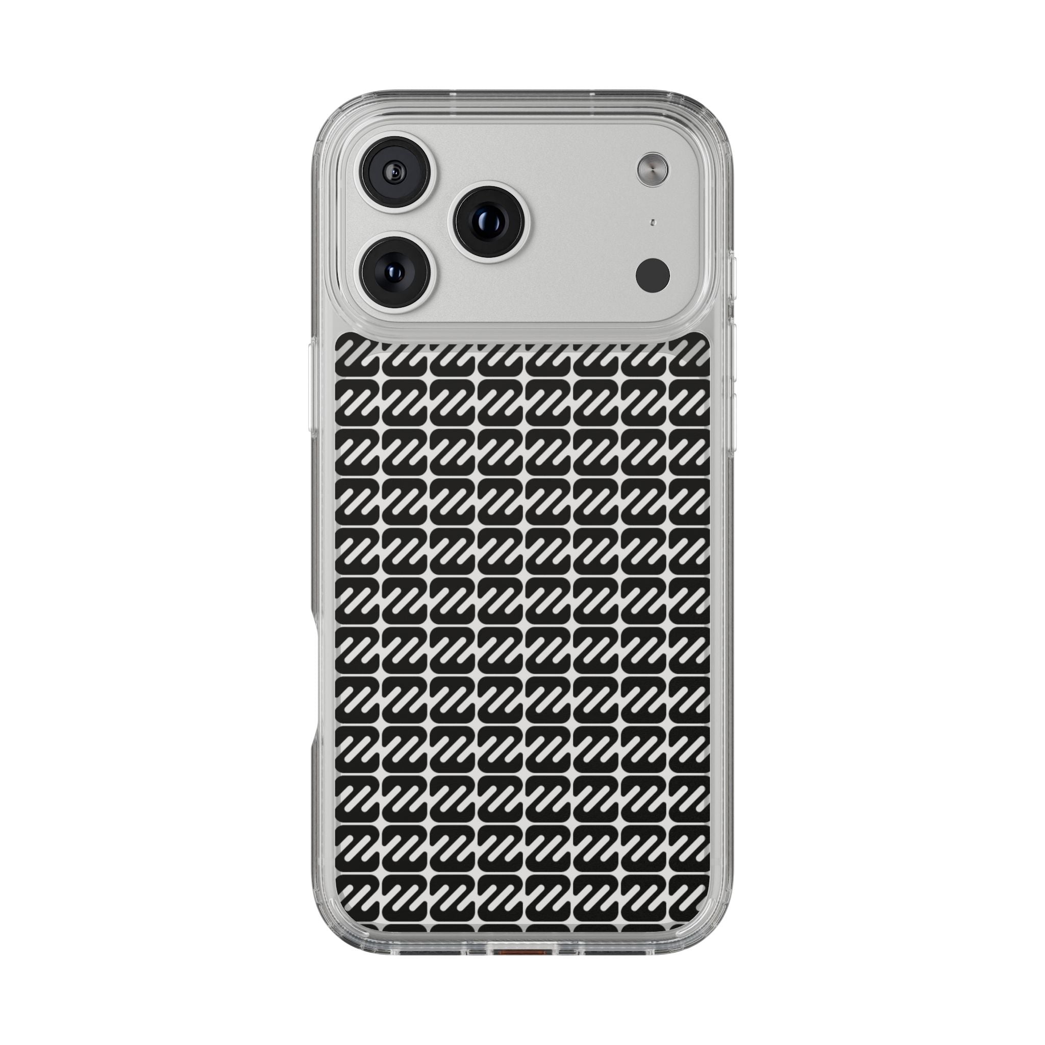 Clear Phone Case — Black Monogram Pattern Clear Case