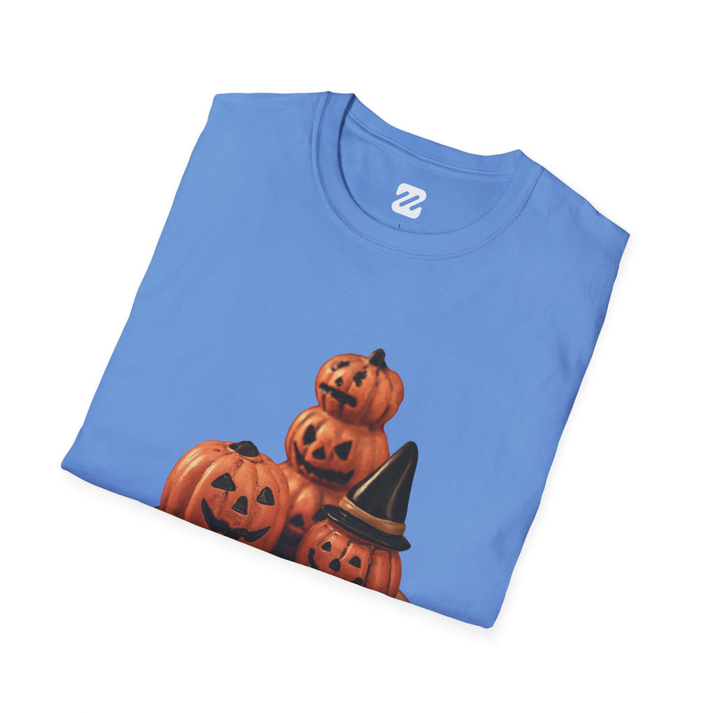 Halloween Pumpkin Stack T-Shirt — Jack-O'-Lantern Trio Graphic Tee