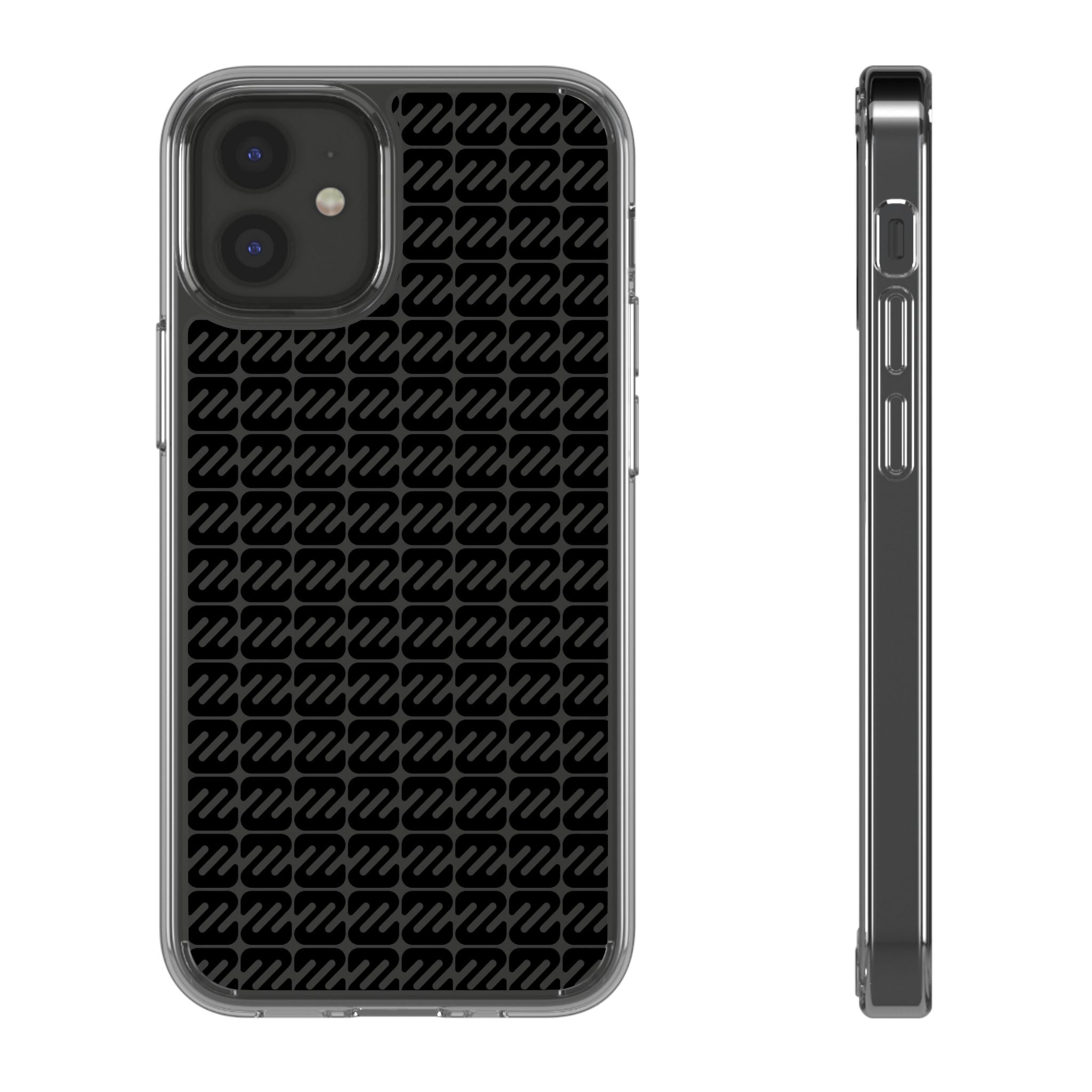 Clear Phone Case — Black Monogram Pattern Clear Case