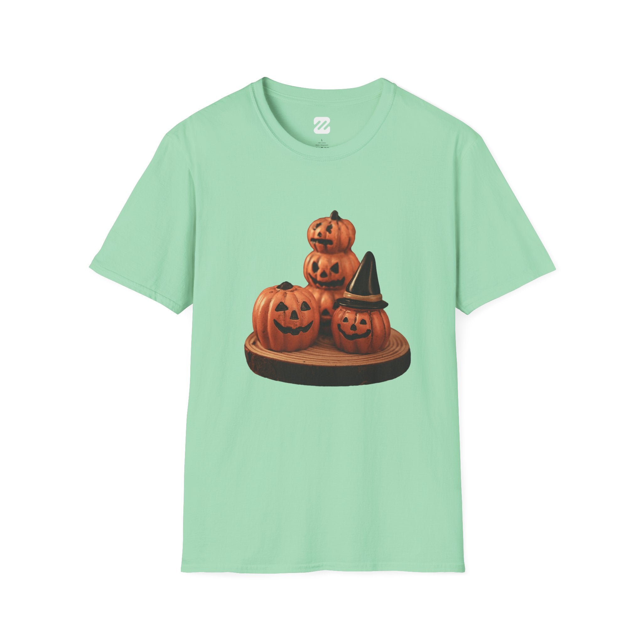 Halloween Pumpkin Stack T-Shirt — Jack-O'-Lantern Trio Graphic Tee