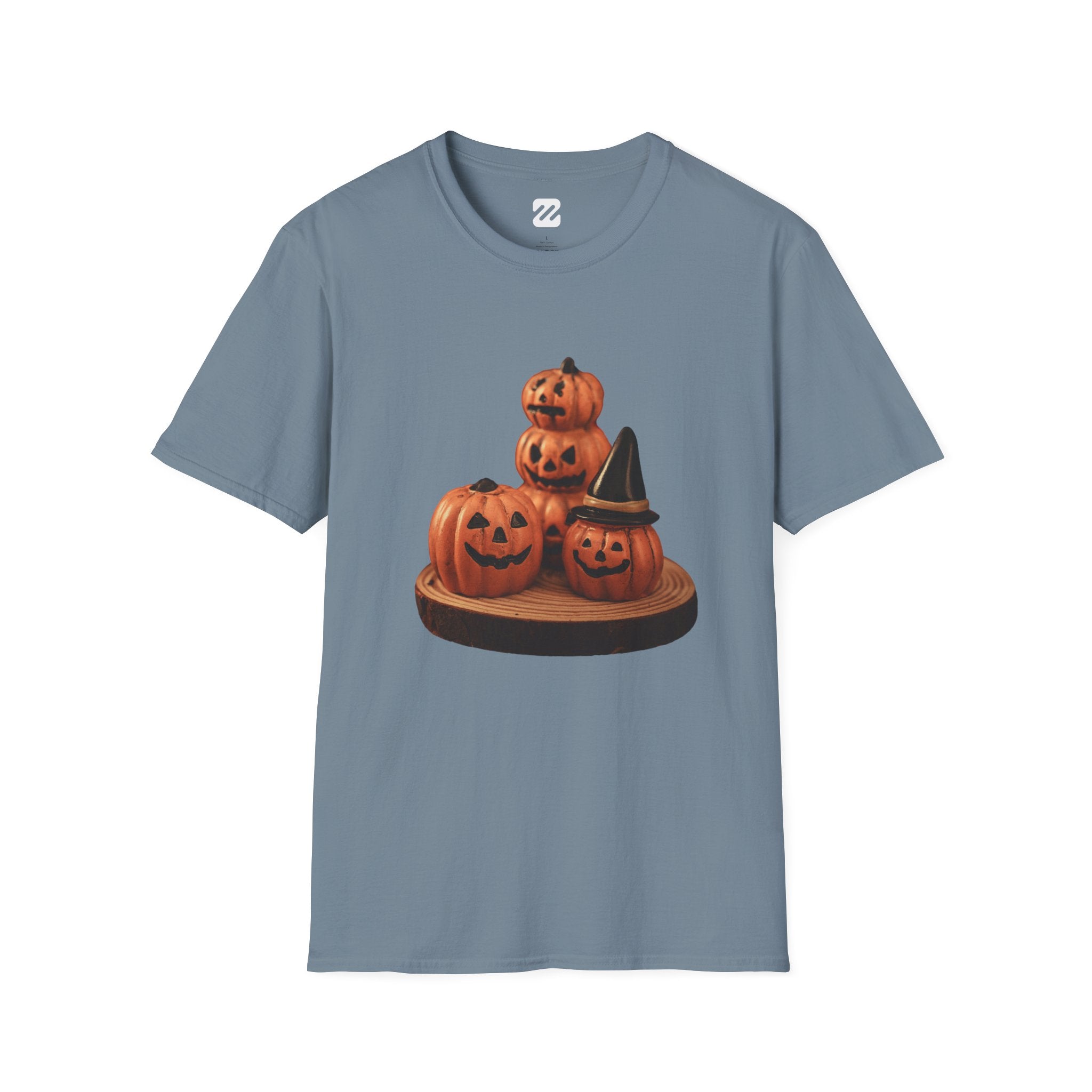 Halloween Pumpkin Stack T-Shirt — Jack-O'-Lantern Trio Graphic Tee