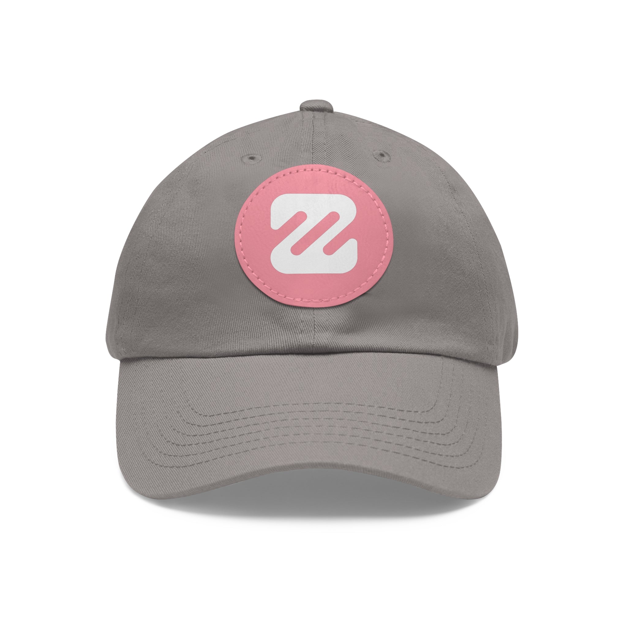 Embroidered Round Leather Patch Dad Hat — Minimal Logo Baseball Cap